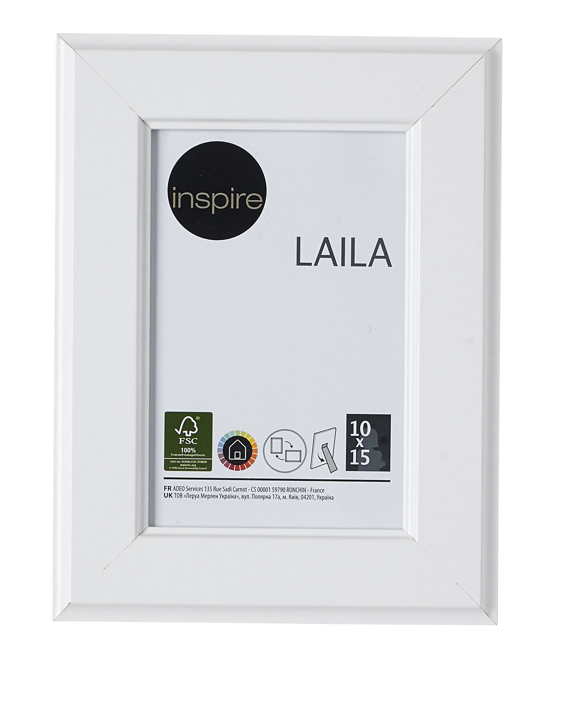Ramka na zdjęcia Laila 10 x 15 cm biała MDF Inspire