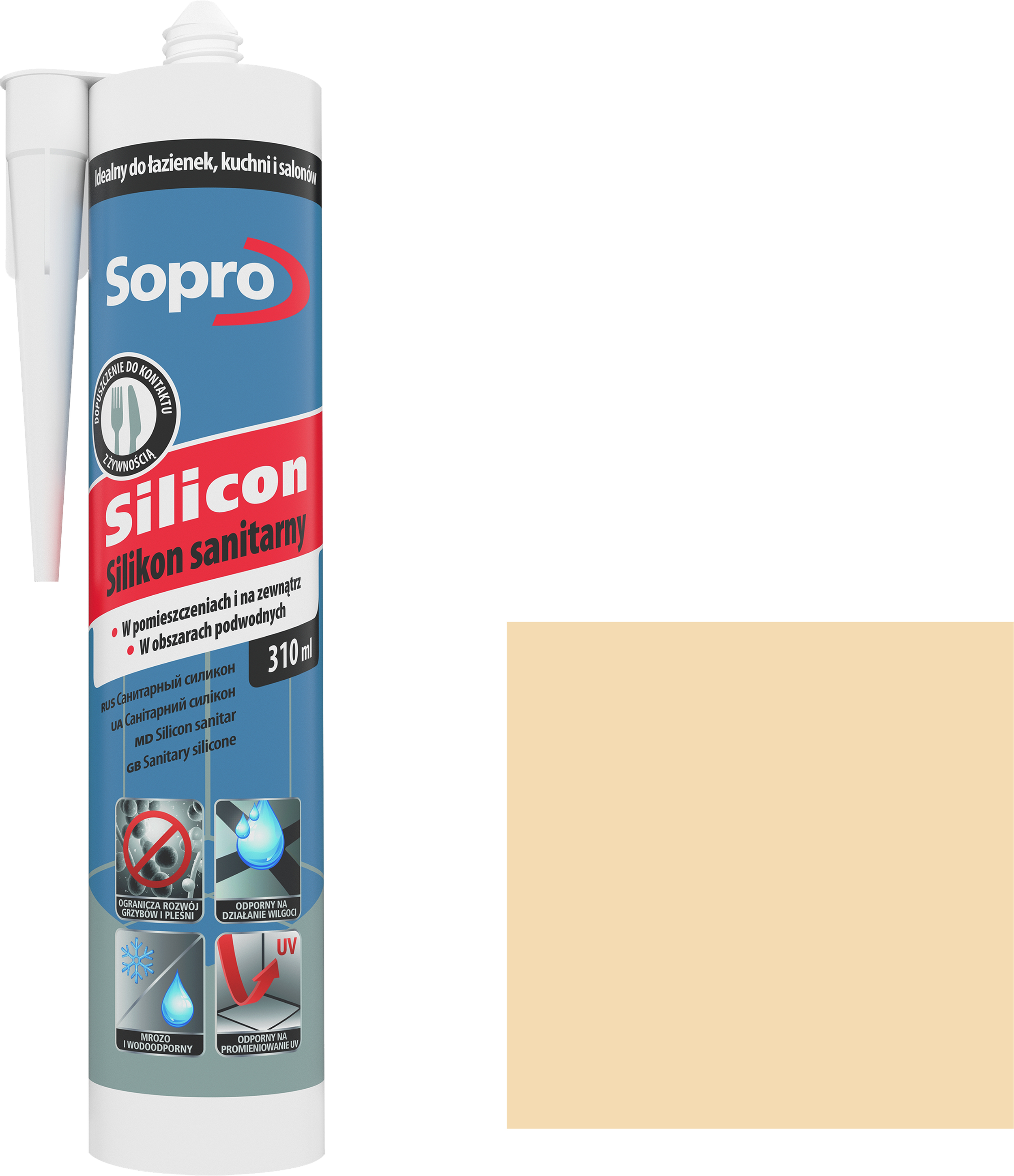 Silikon sanitarny 310 ml Jasny beżowy 29 Sopro - 2