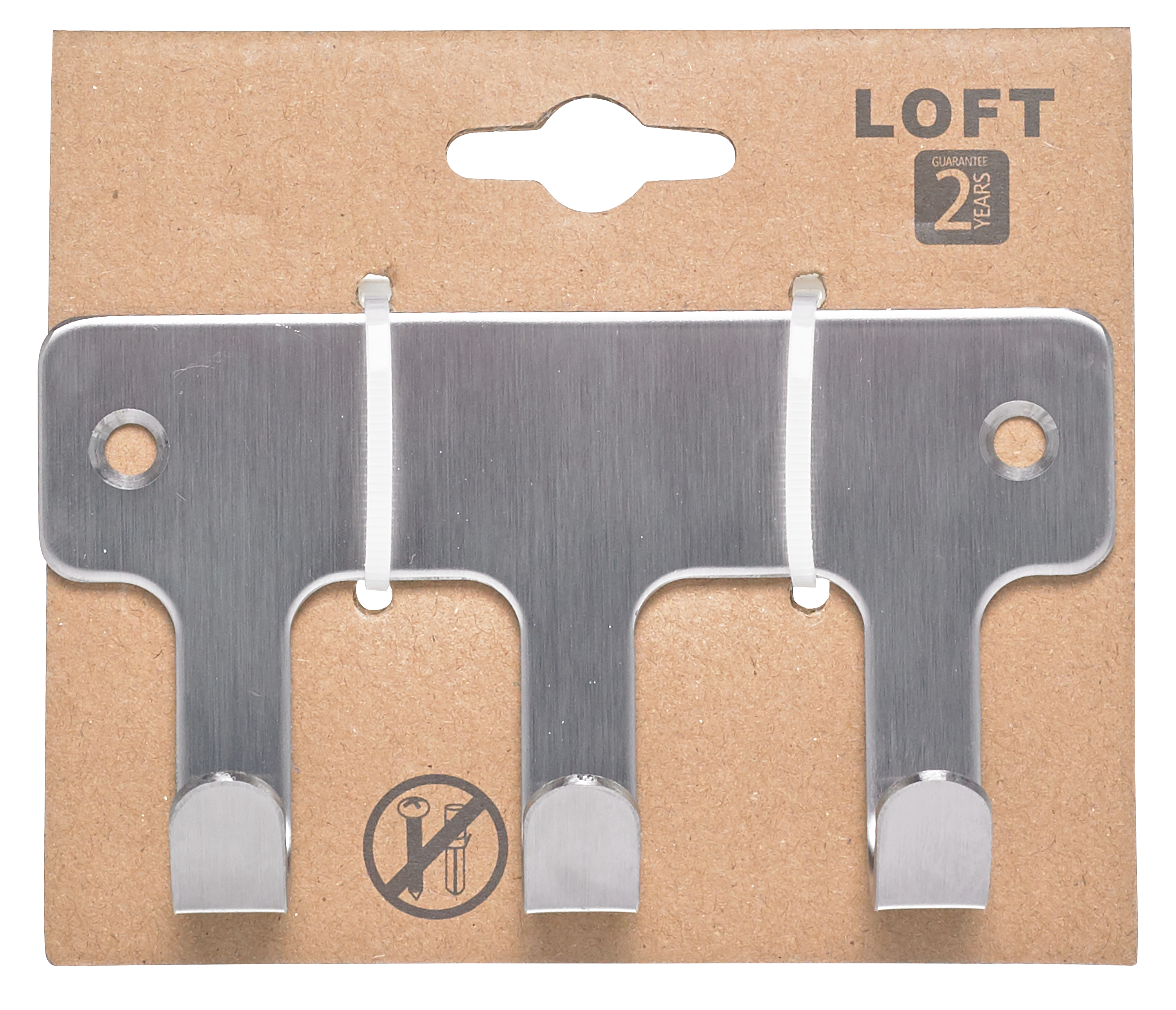 Perchero de pared Loft acero inoxidable gris  con 3 ganchos - 7