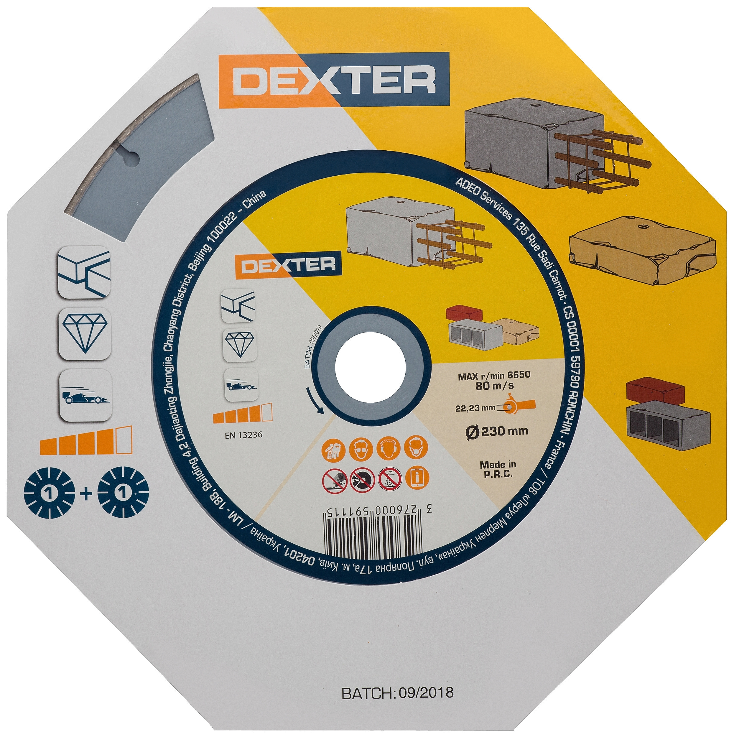 Set de 2 discos de diamante para construcción DEXTER ø230 mm - 10