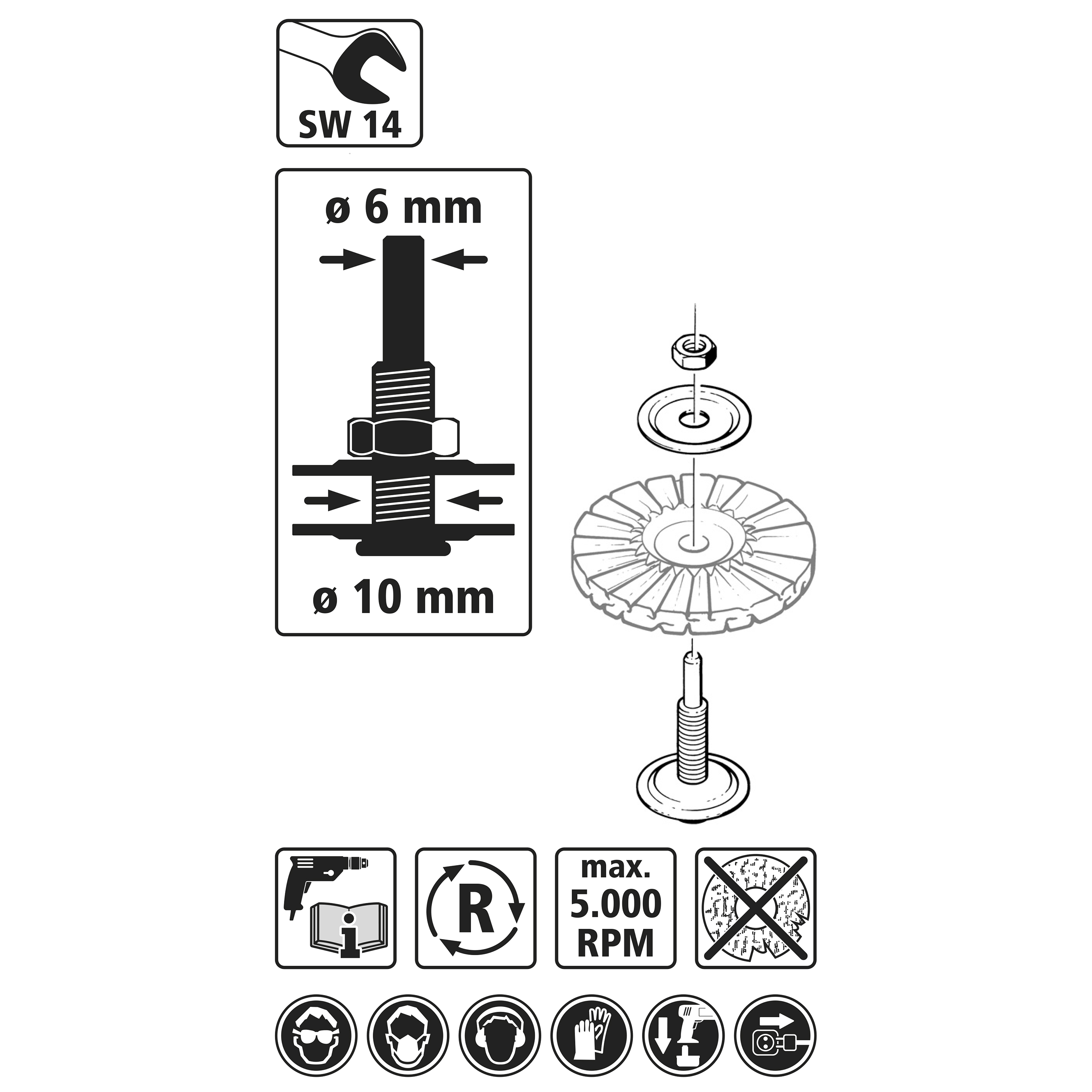 Trzpień do mocowania tarczy 10 mm 2116000 WOLFCRAFT - 2