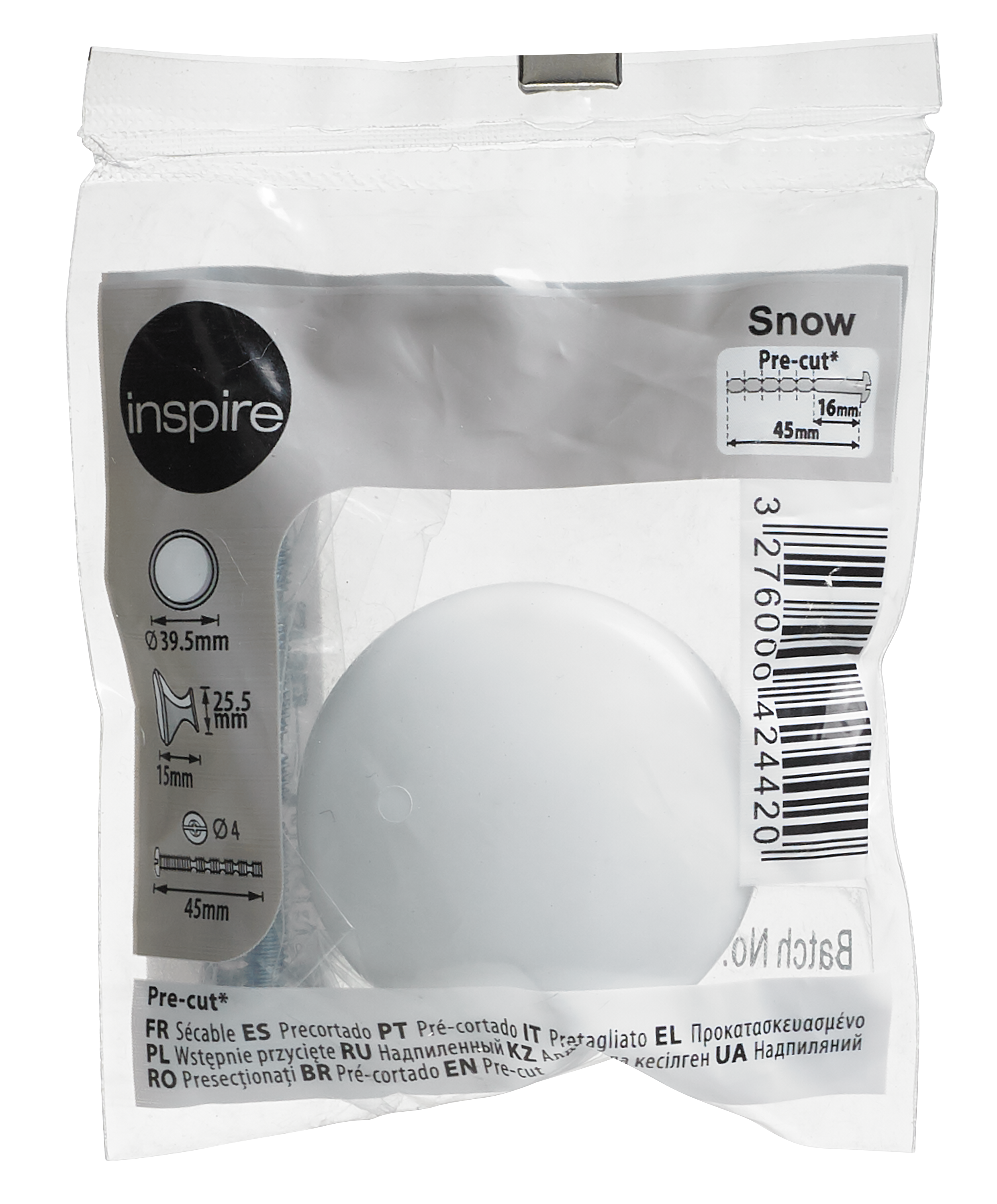 Puxador para móvel INSPIRE SNOW 39,5MM - 6