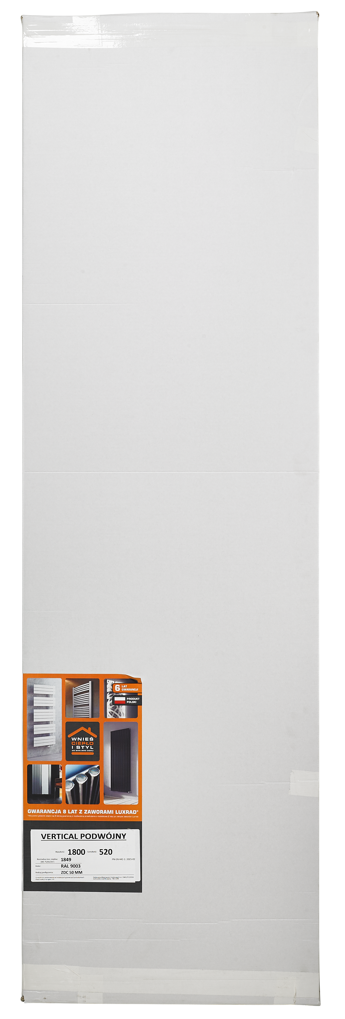 Grzejnik VERTICAL 180x52 cm Biały ZDC 1452W Roz 5cm 4 Bar EQUATION - 3