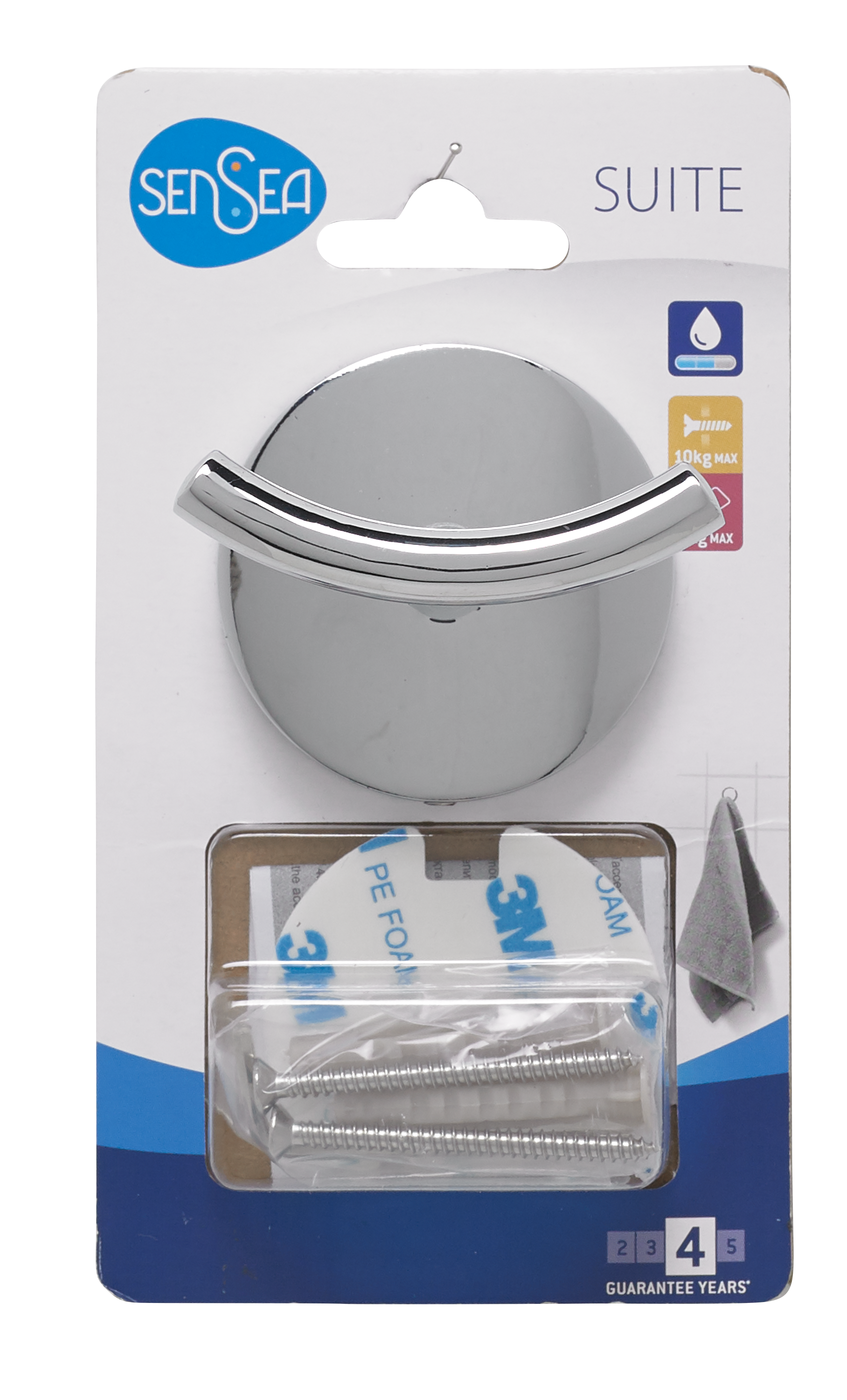 Haczyk łazienkowy podwójny do przykręcenia Suite chrom Sensea - 8