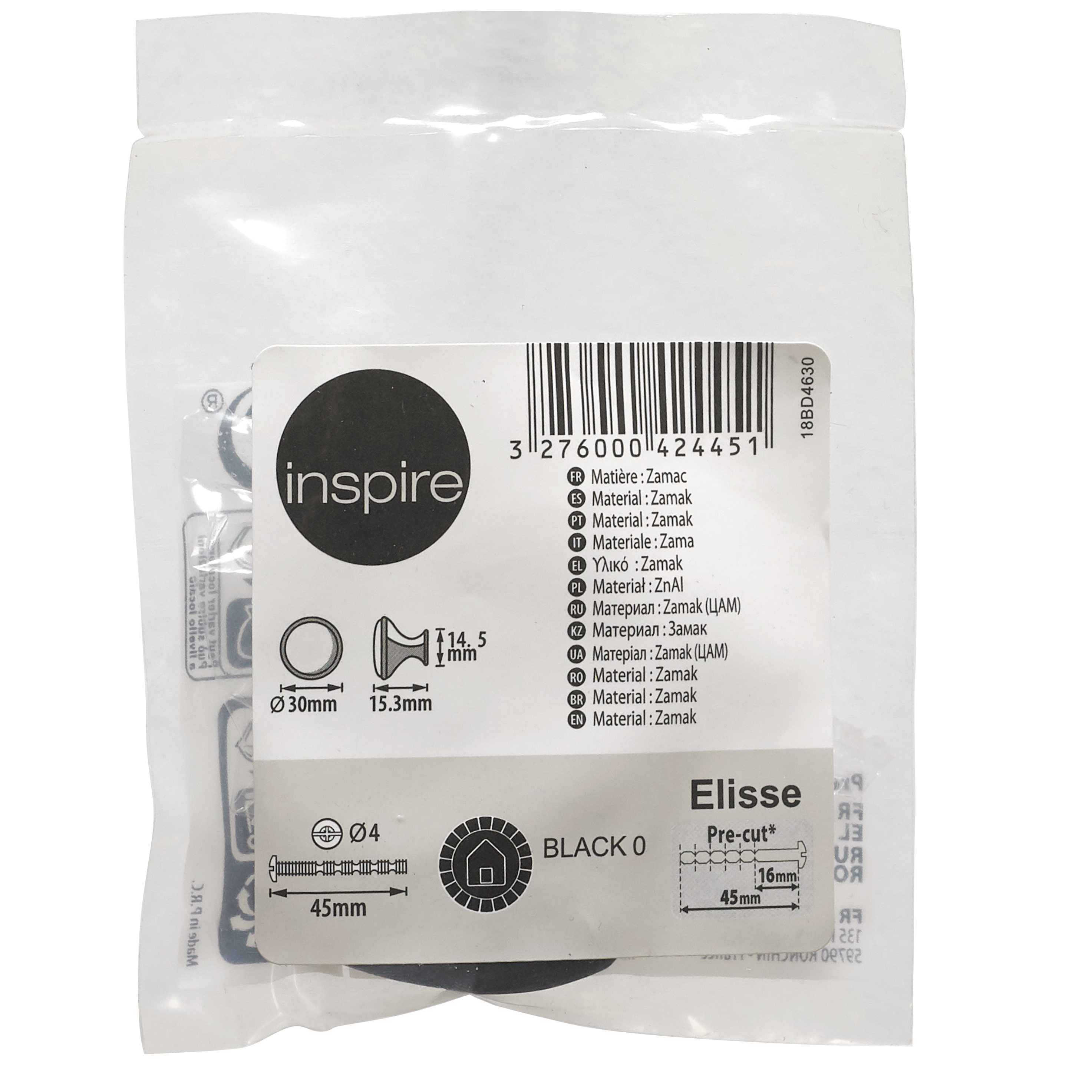 Gałka meblowa Elisse 20 mm czarna Inspire - 6