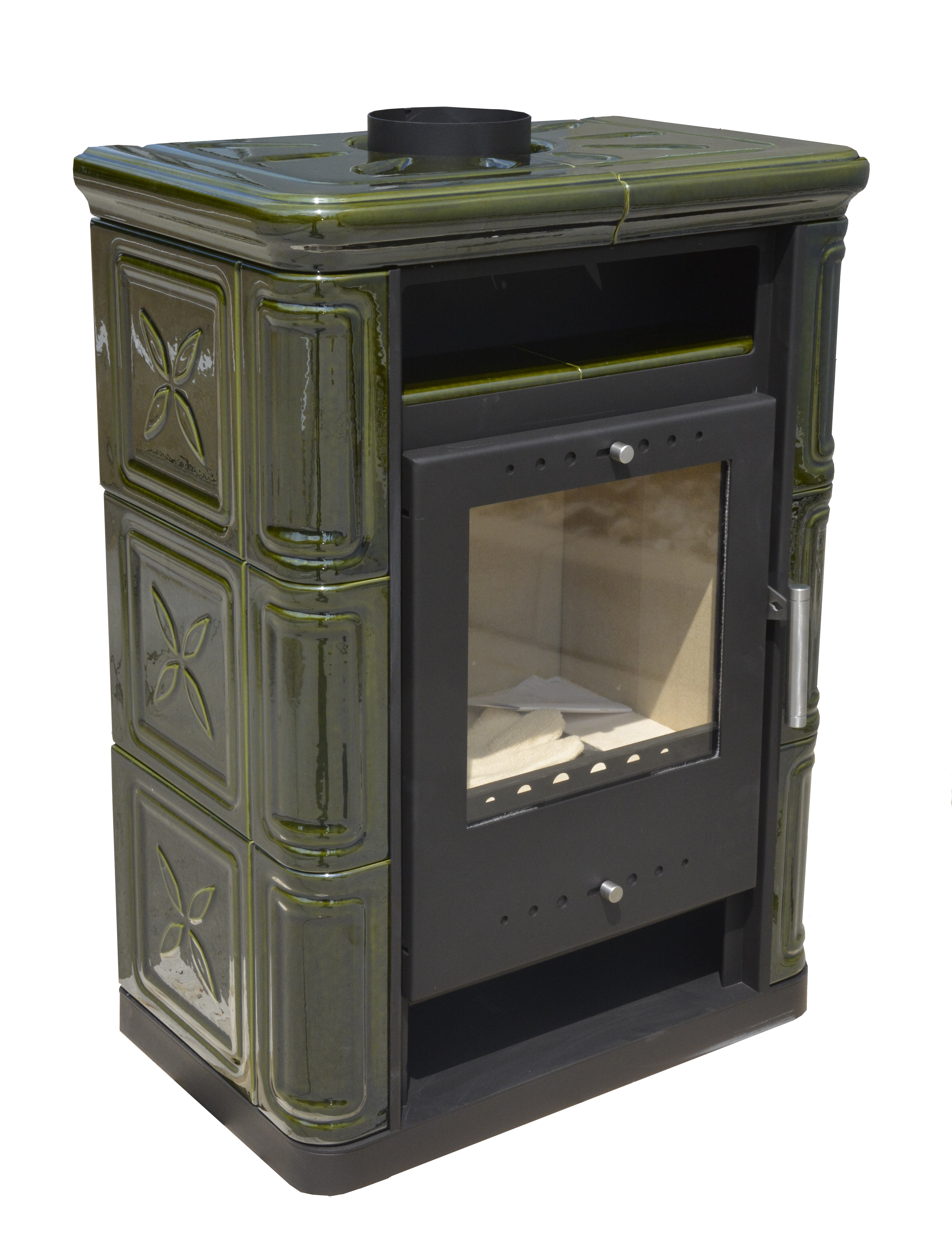 Piec kominkowy Arta 6 kW zielony Nordflam