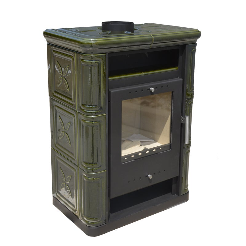 Piec kominkowy Arta 6 kW zielony Nordflam