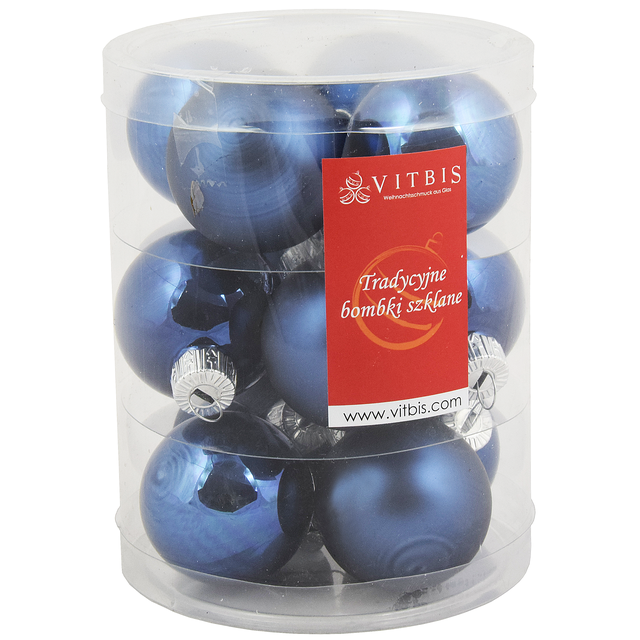 Bombki szklane 4cm 12szt. niebieskie tuba Vitbis