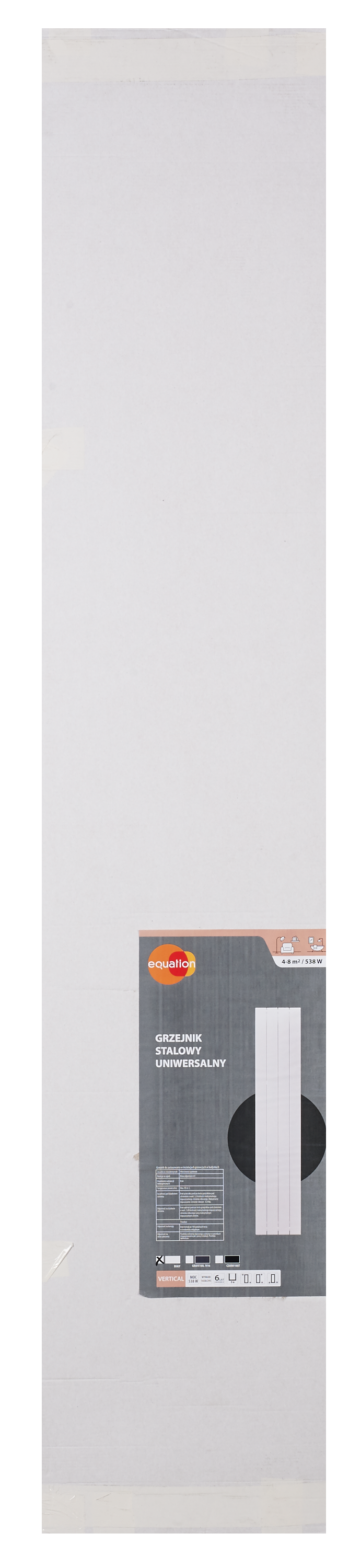 Grzejnik VERTICAL 165x29.5 cm Biały C 550W Roz 5cm 4 Bar EQUATION - 5
