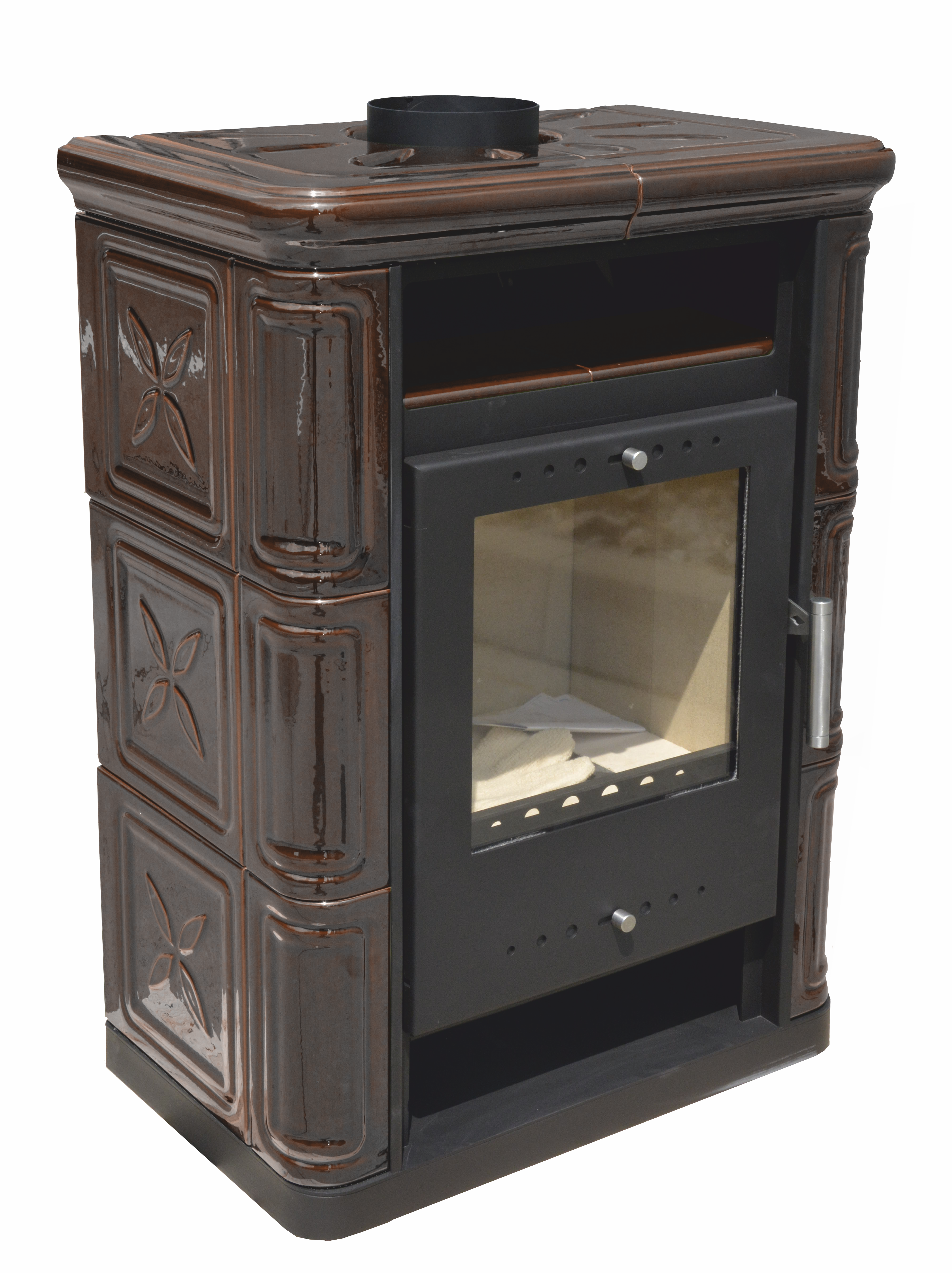 Piec kominkowy Arta 6 kW brązowy Nordflam