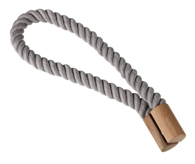 Upinacz do zasłon z magnesem Wood Rope szary