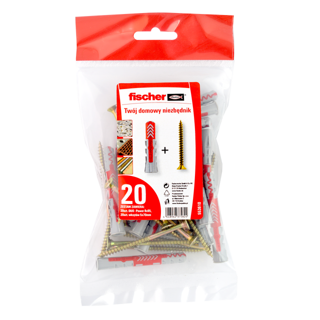 Kołek uniwersalny 8 x 65 mm 20 szt. Duopower Fischer