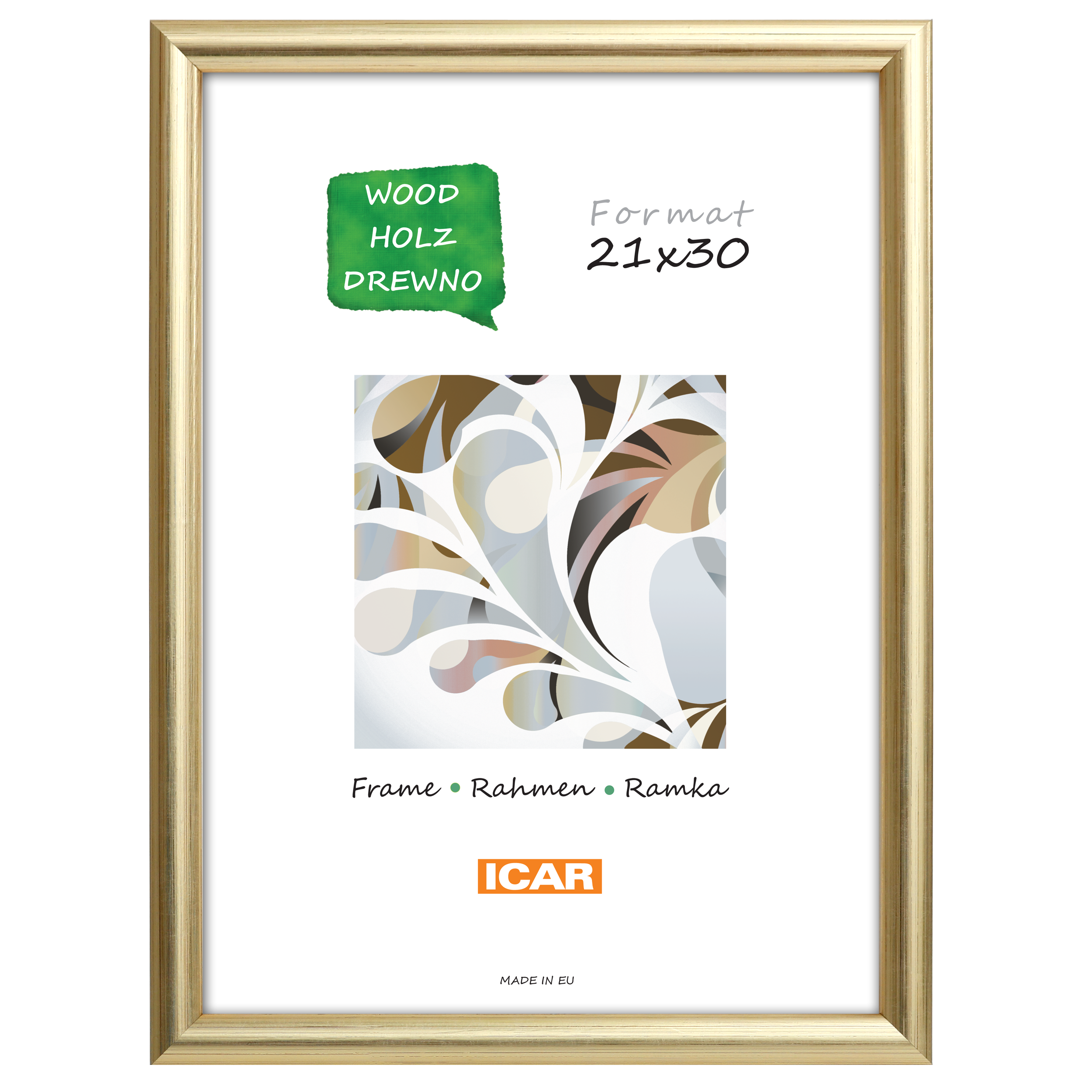 Ramka na zdjęcia Dri Hit 21 x 30 cm złota drewniana