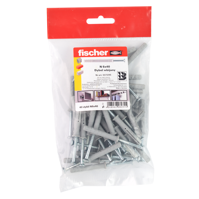 Kołek do szybkiego montażu 6 x 40 mm 40 szt. Fischer