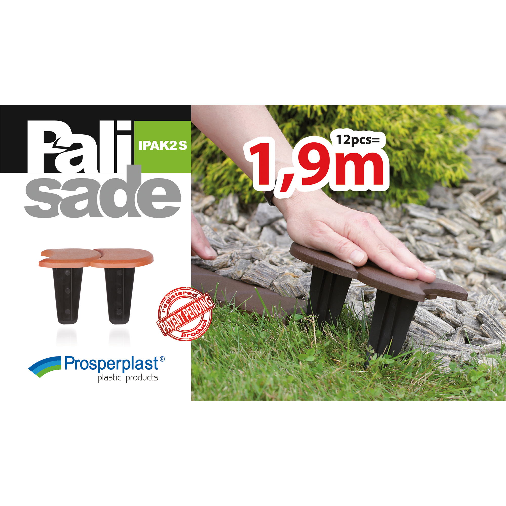 Palisada ogrodowa płaska 190x10 cm 12szt. terakota Prosperplast - 2