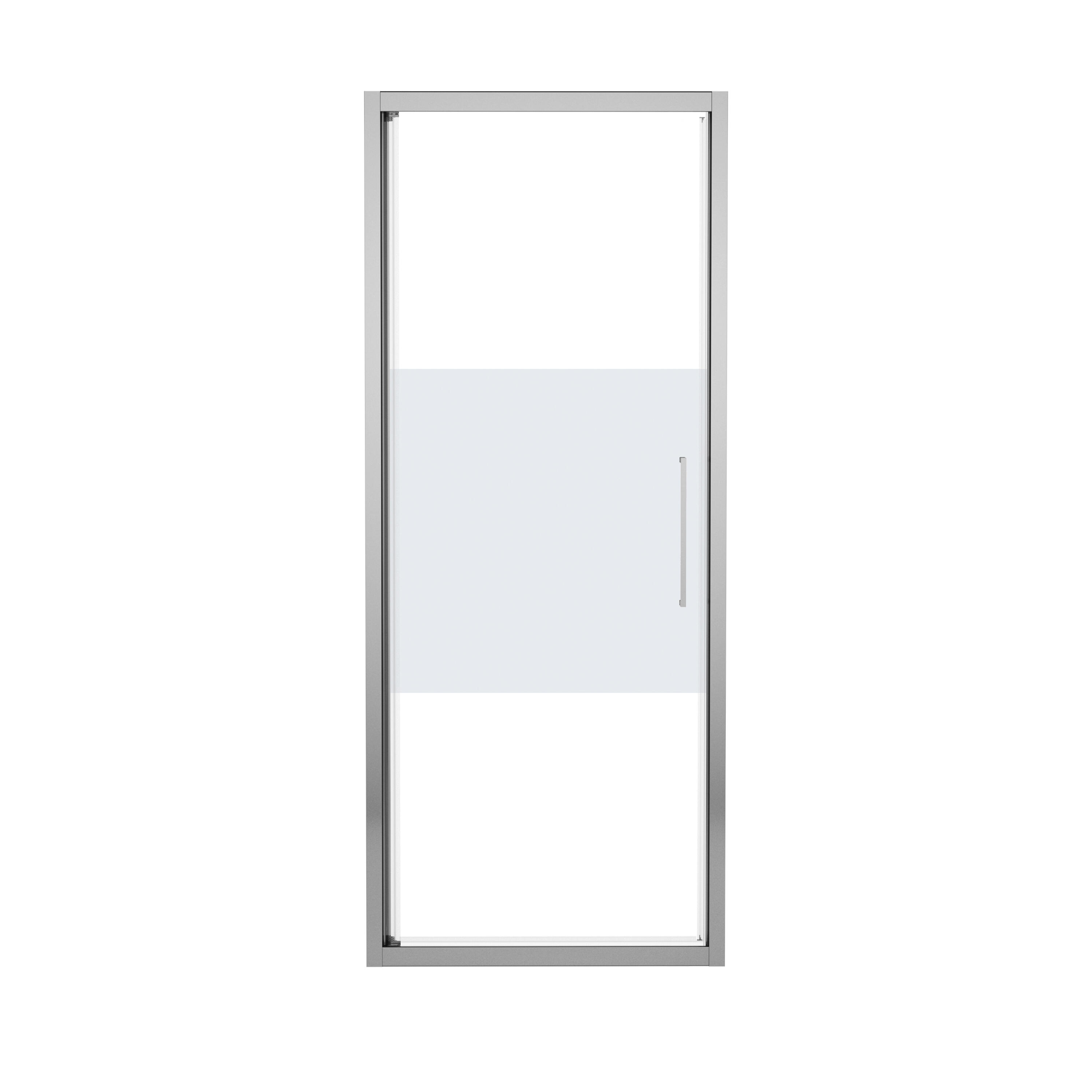 Porta doccia saloon L 82-86 cm x H 195 cm per nicchia in vetro smerigliato SP. 6 mm, profilo lucido cromo, serie Record - 2