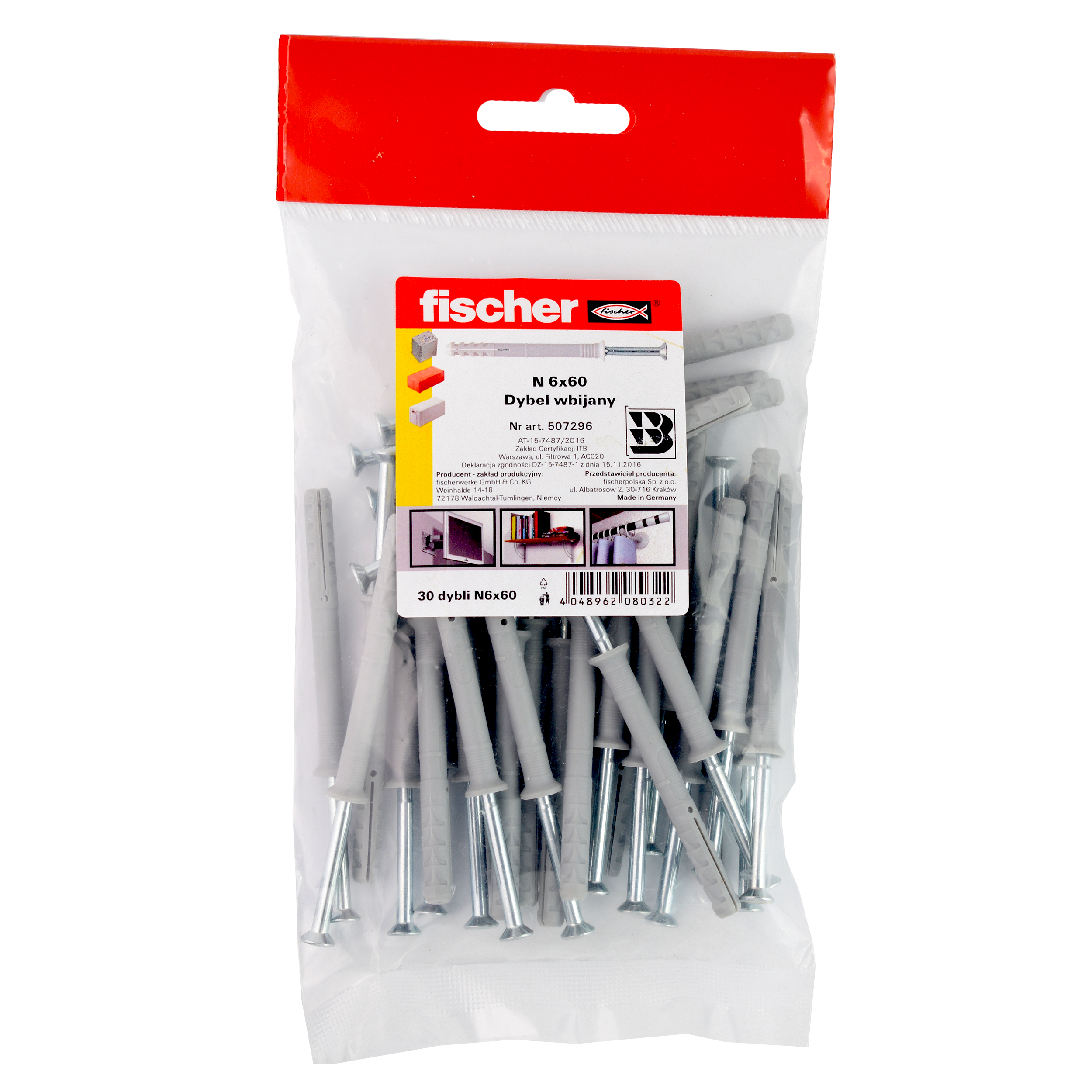 Kołek do szybkiego montażu 6 x 60 mm 30 szt. Fischer