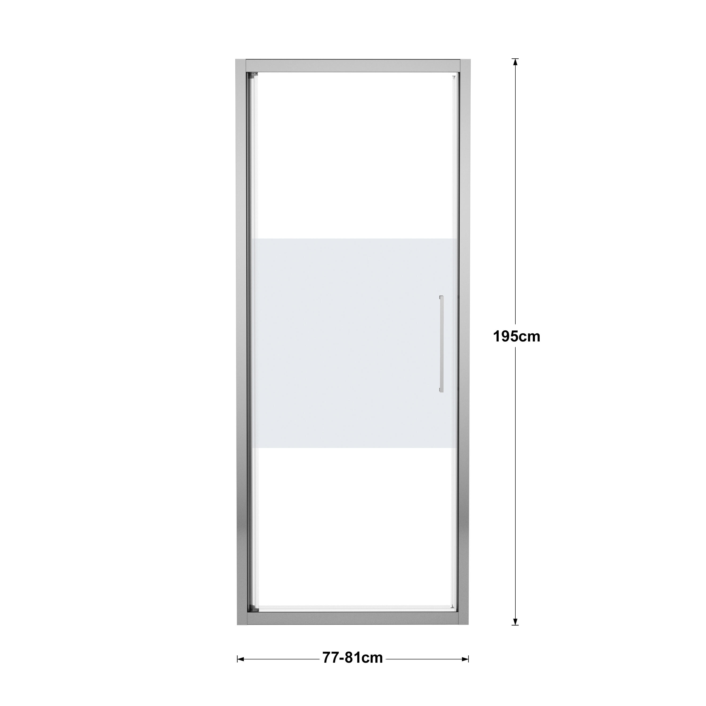 Porta doccia saloon L 77-81 cm x H 195 cm per nicchia in vetro smerigliato SP. 6 mm, profilo lucido cromo, serie Record - 3