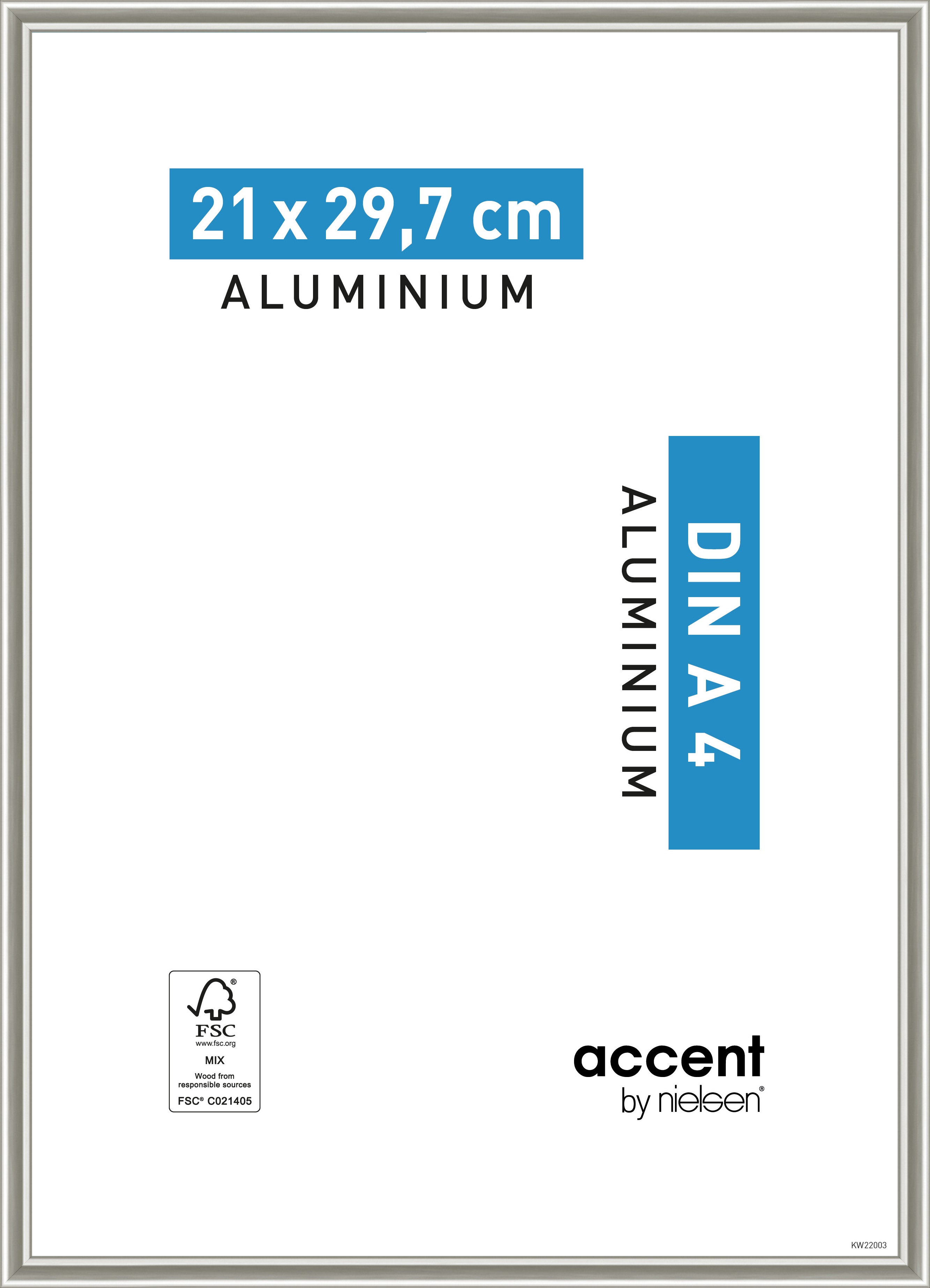 Ramka na zdjęcia Accent 21 x 29.7 cm nikiel mat aluminiowa