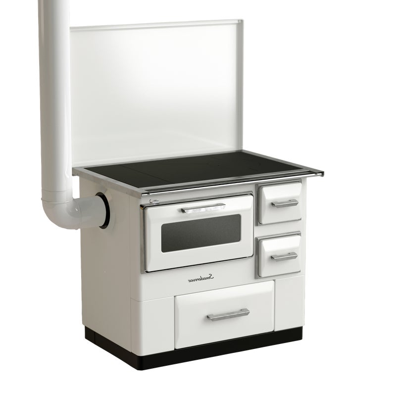 Kuchnia na drewno Luna 7 kW biała lewa Ferretti