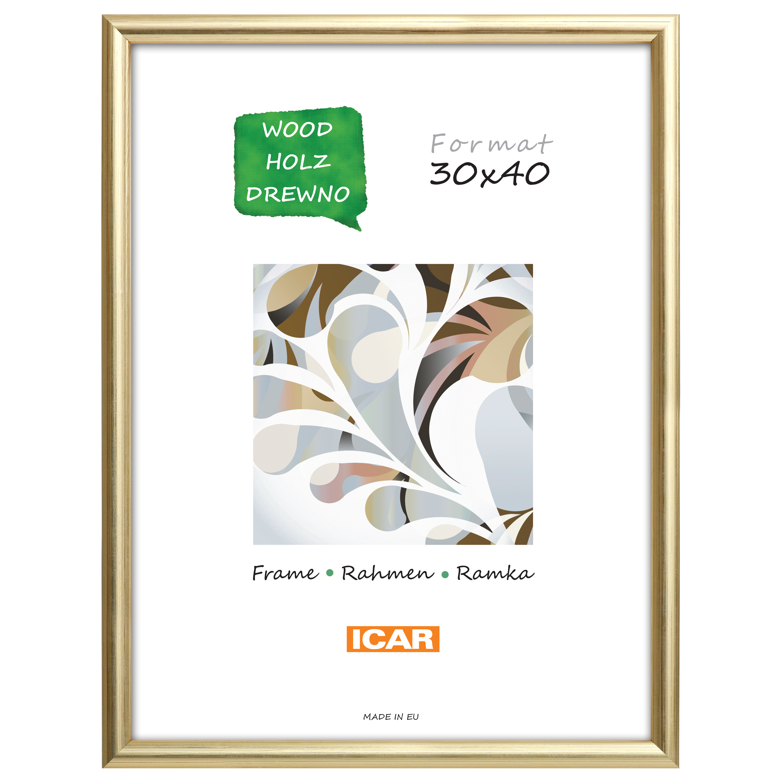 Ramka na zdjęcia Dri Hit 30 x 40 cm złota drewniana