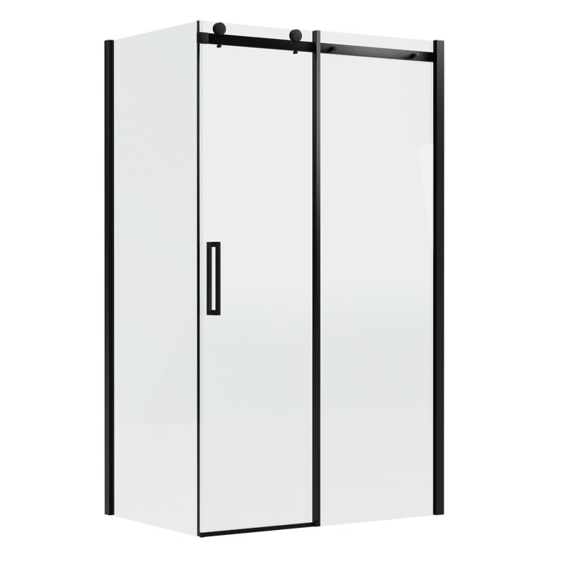 Kabina prysznicowa prostokątna Laurena Black 100 x 90 x 200 cm czarna szkło transparentne Wellneo