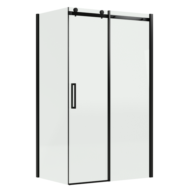 Kabina prysznicowa prostokątna Laurena Black 100 x 80 x 200 cm czarna szkło transparentne Wellneo