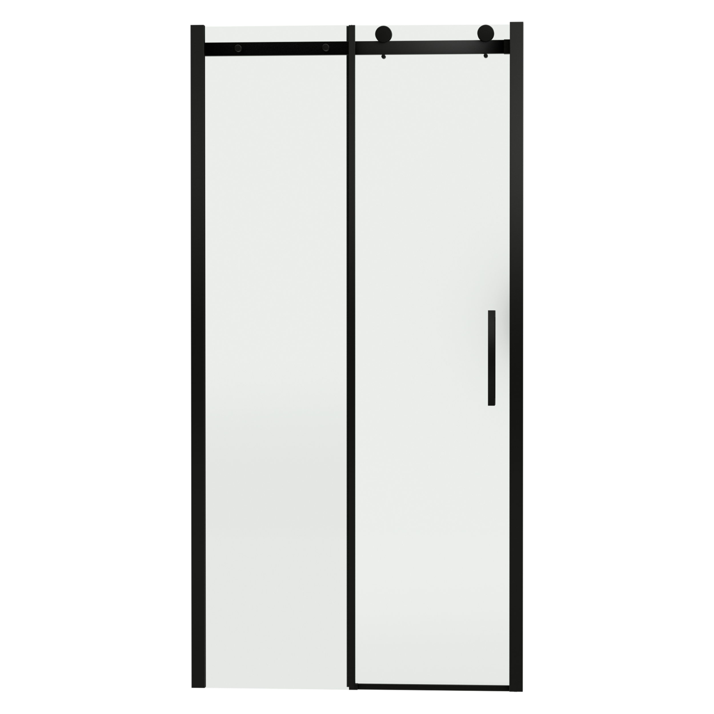 Drzwi prysznicowe przesuwne Laurena Black 100 x 200 cm czarne szkło transparentne Wellneo