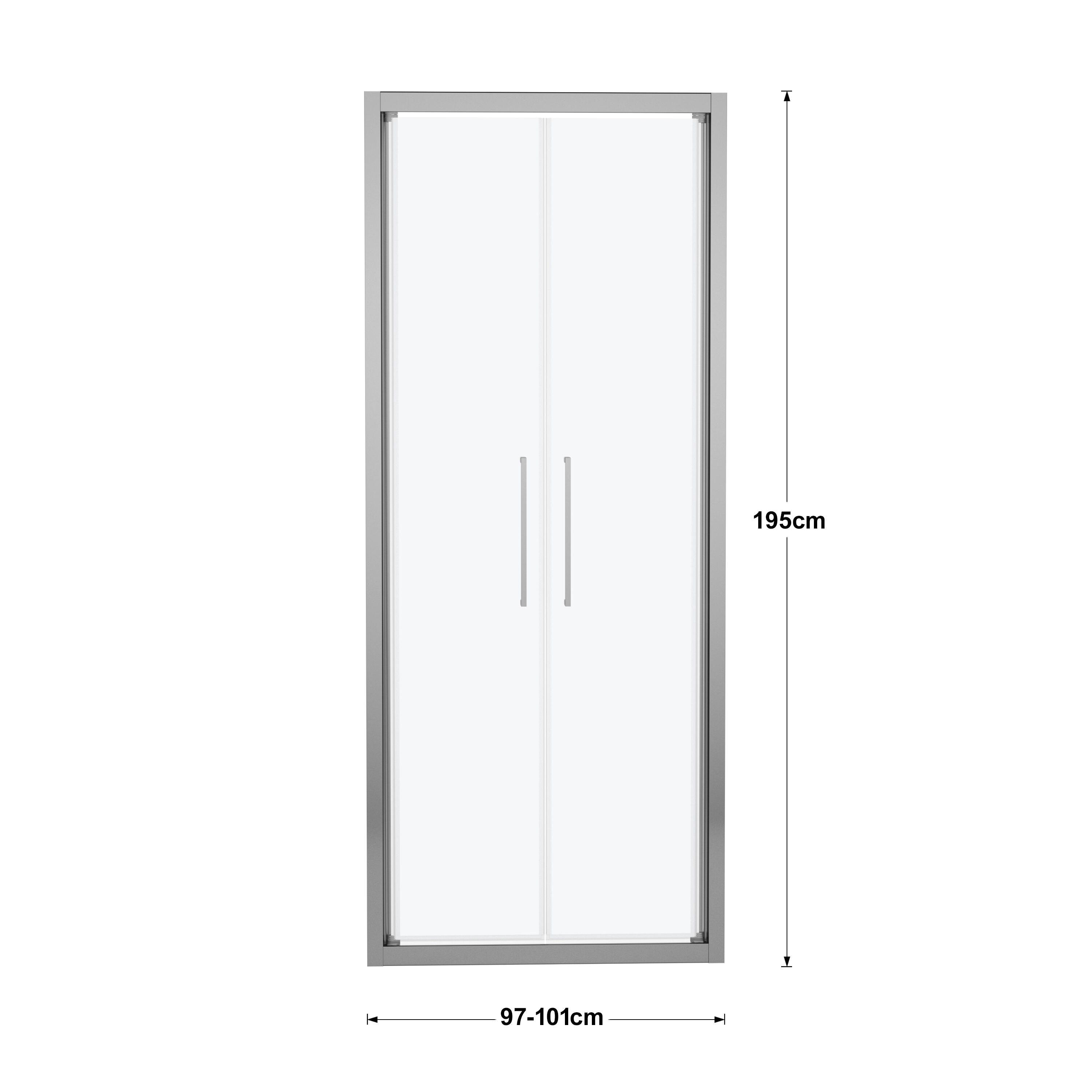 Porta doccia saloon L 97-101 cm x H 195 cm per nicchia in vetro smerigliato SP. 6 mm, profilo lucido cromo, serie Record - 4