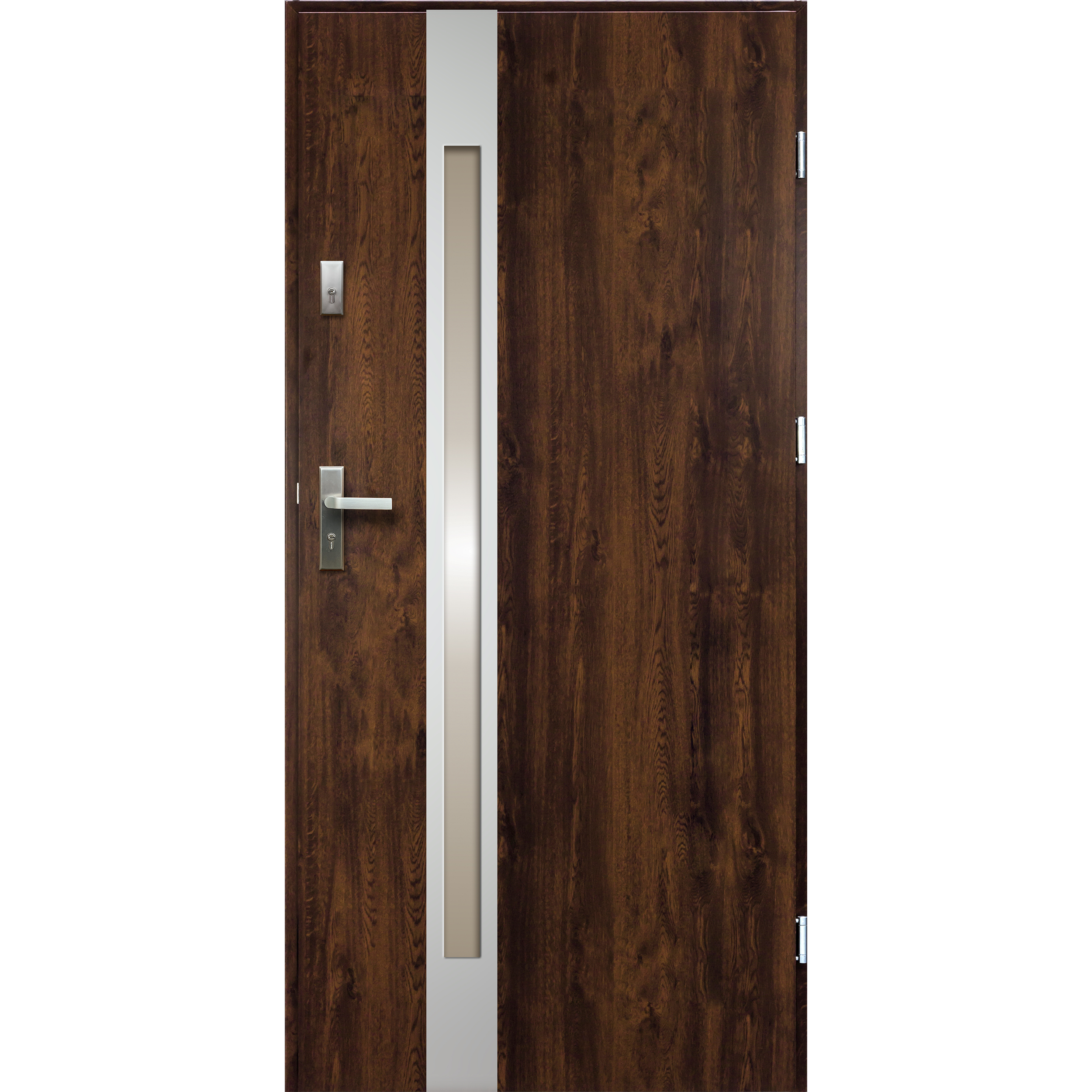 Drzwi zewnętrzne stalowe wejściowe Temidas Orzech 90 Prawe OK Doors Trendline