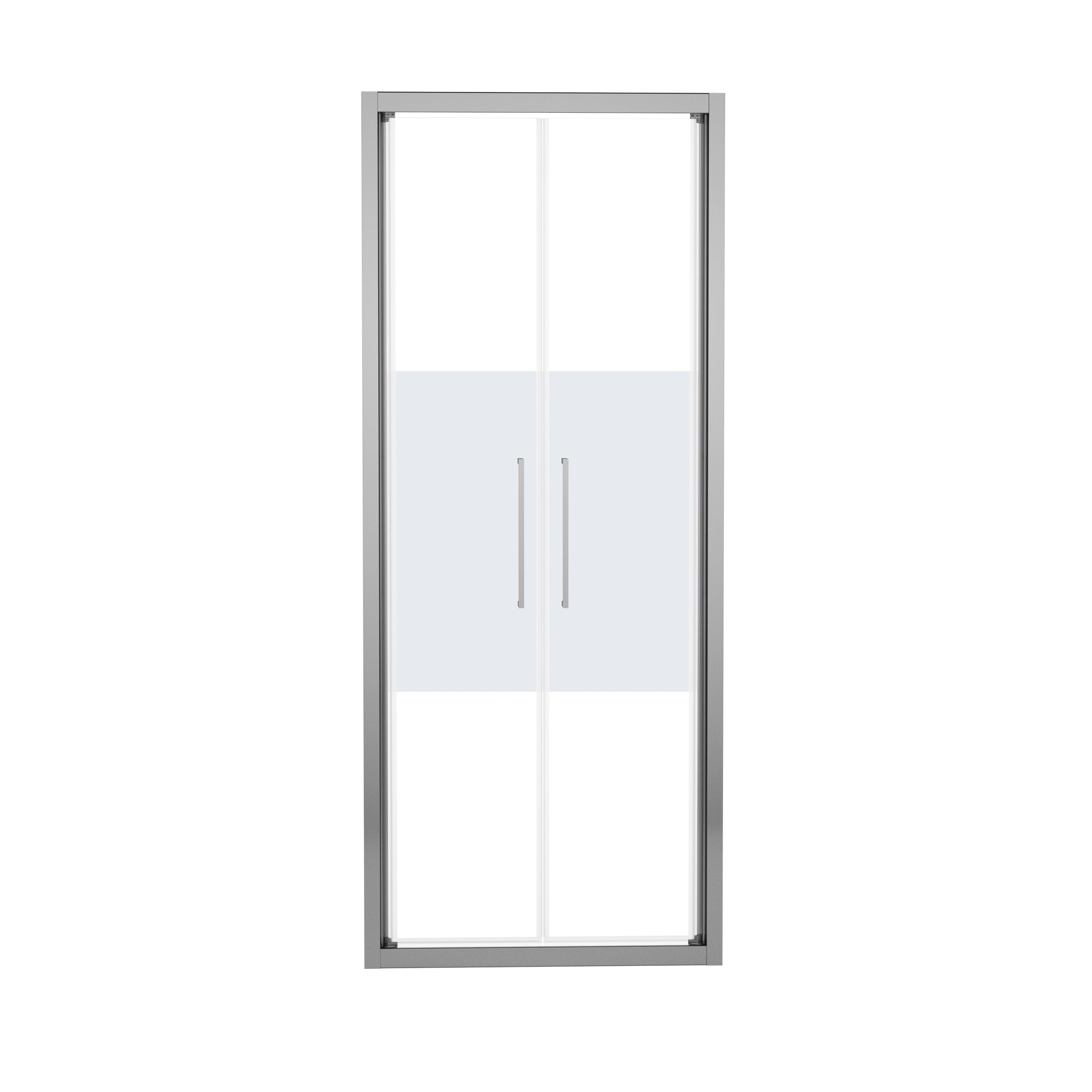 Porta doccia saloon L 77-81 cm x H 195 cm per nicchia in vetro smerigliato SP. 6 mm, profilo lucido cromo, serie Record - 2