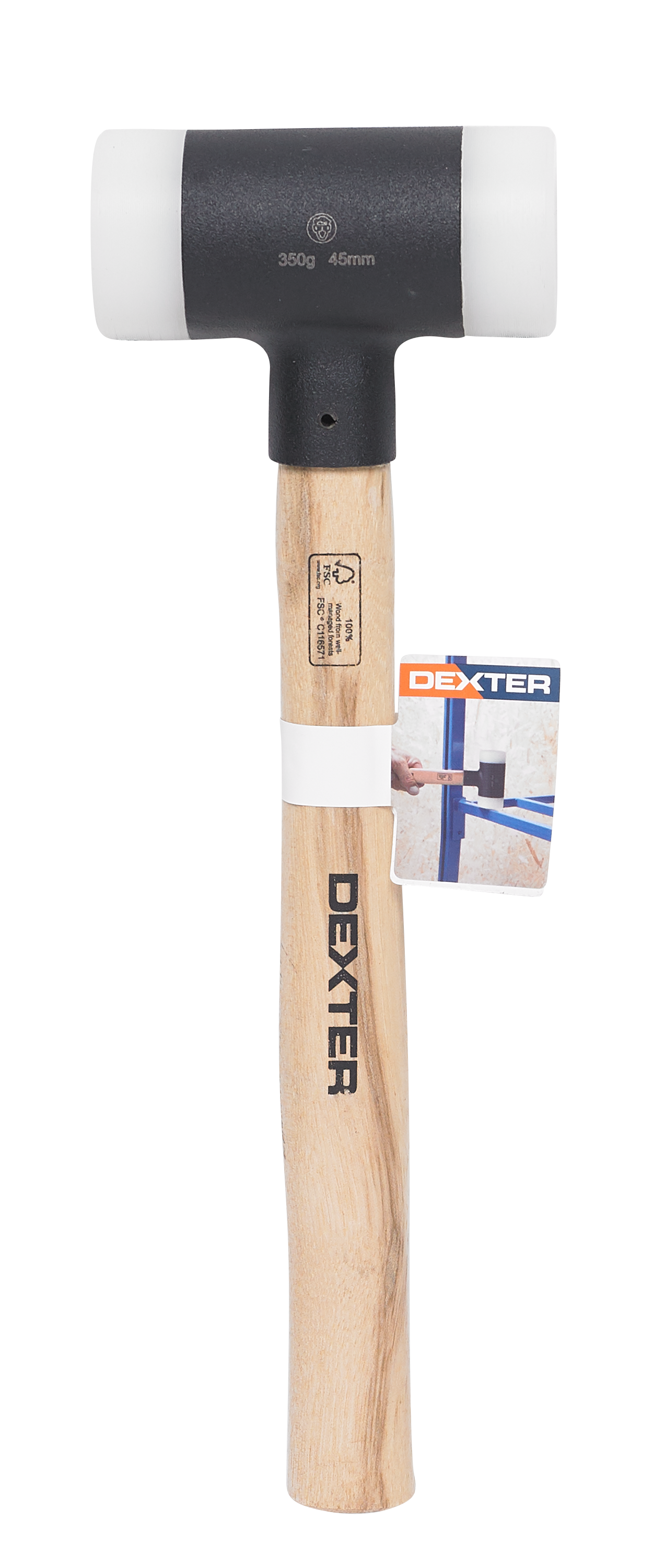 Młotek gumowy dwustronny  czarno biały 450 g Dexter - 10