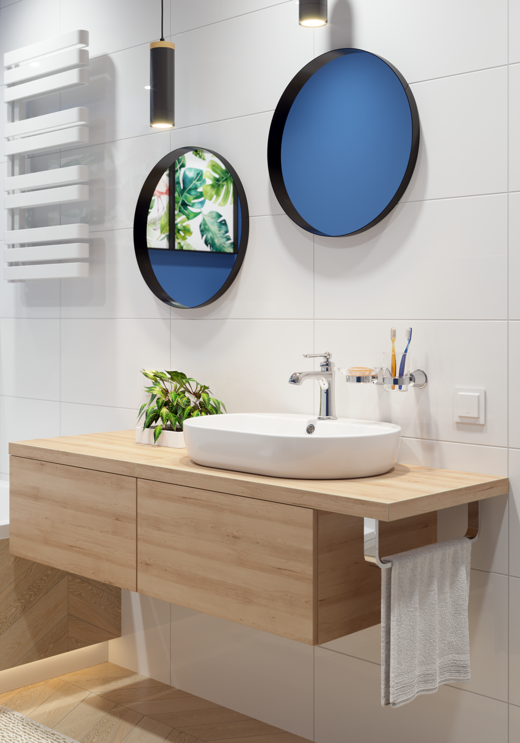 Grzejnik WARP S 85x50 cm Biały D 585W Roz 5cm 6 Bar TERMA - 8