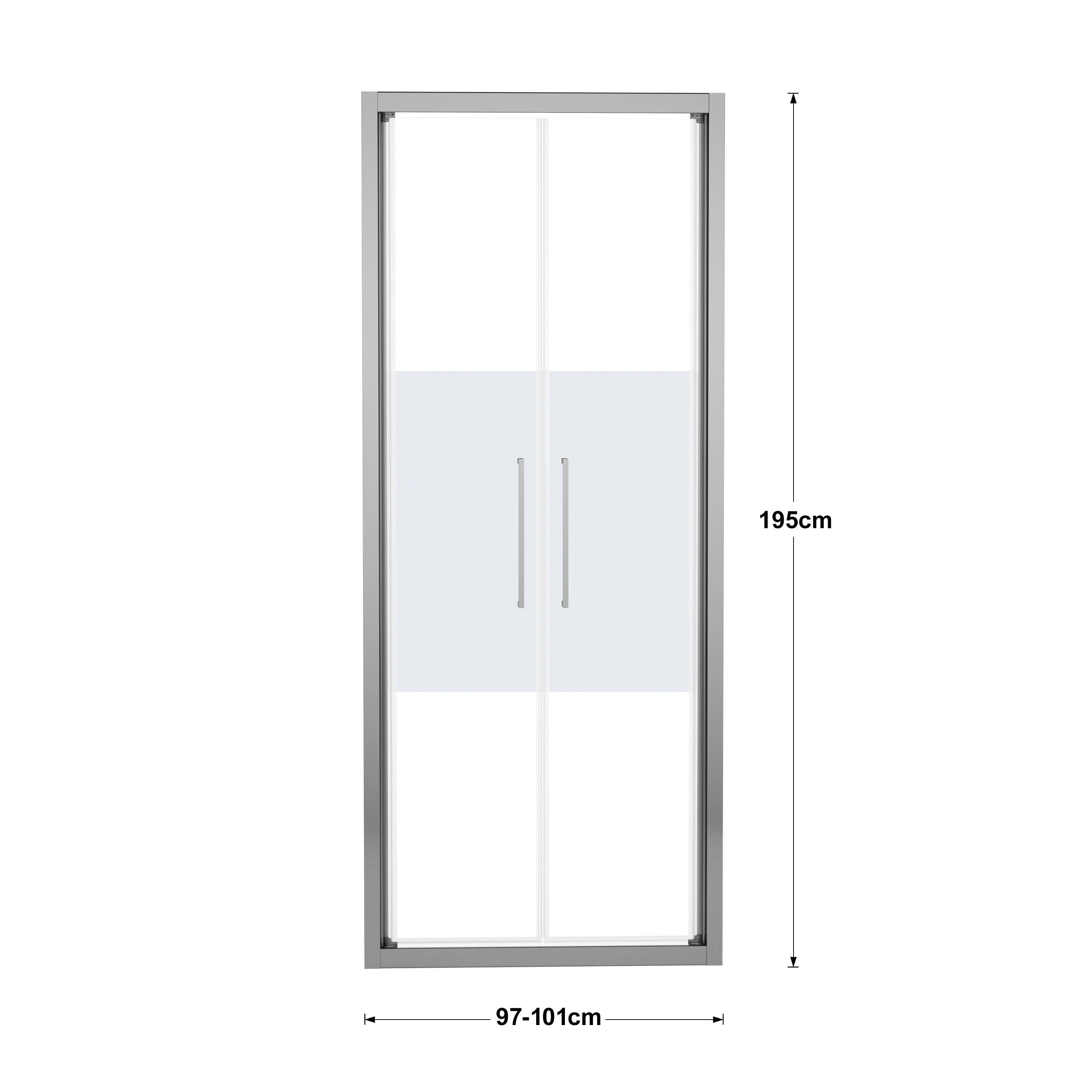 Porta doccia saloon L 97-101 cm x H 195 cm per nicchia in vetro smerigliato SP. 6 mm, profilo lucido cromo, serie Record - 3