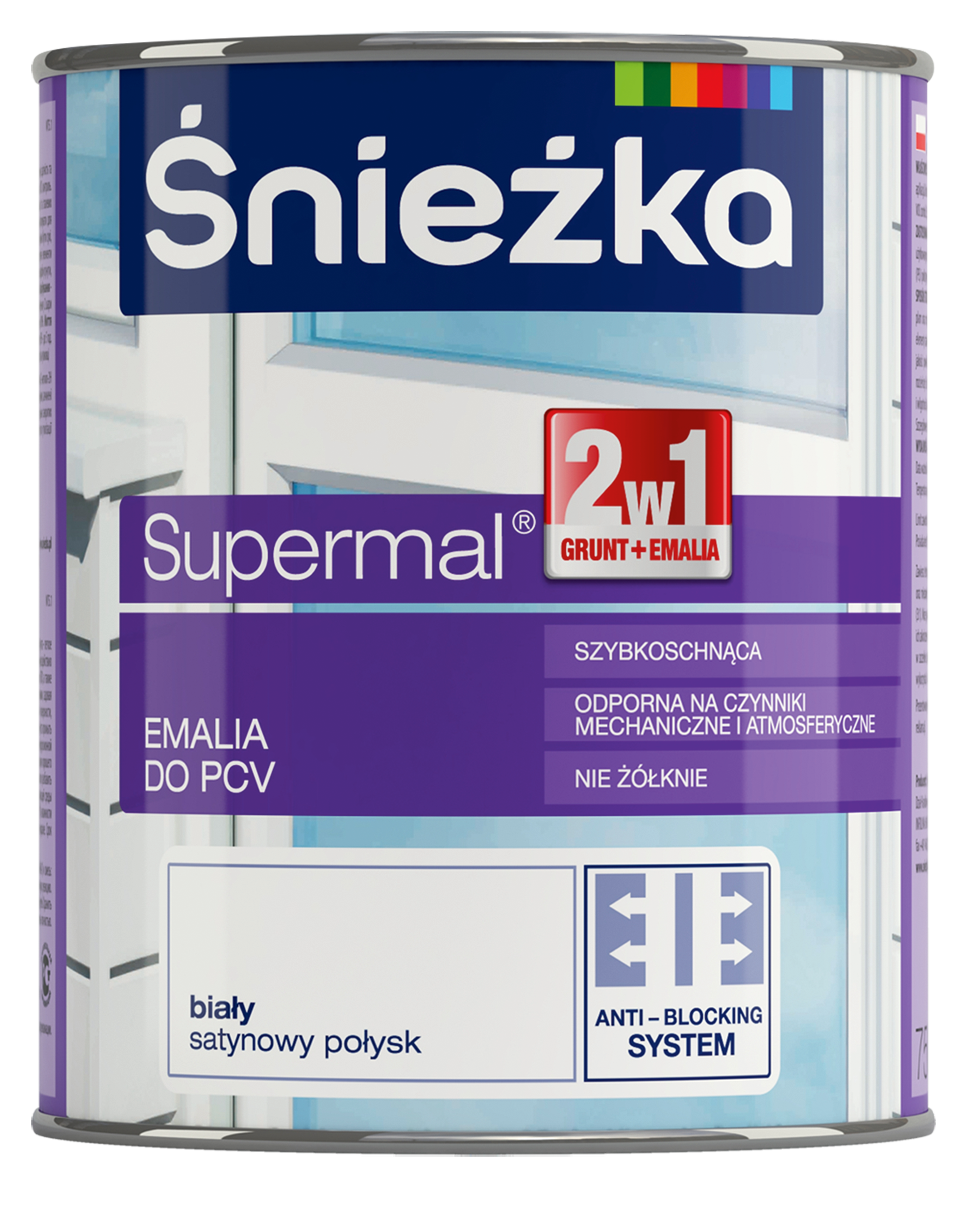 Emalia do PCV Supermal 2w1 0.75 Biała Satyna Śnieżka