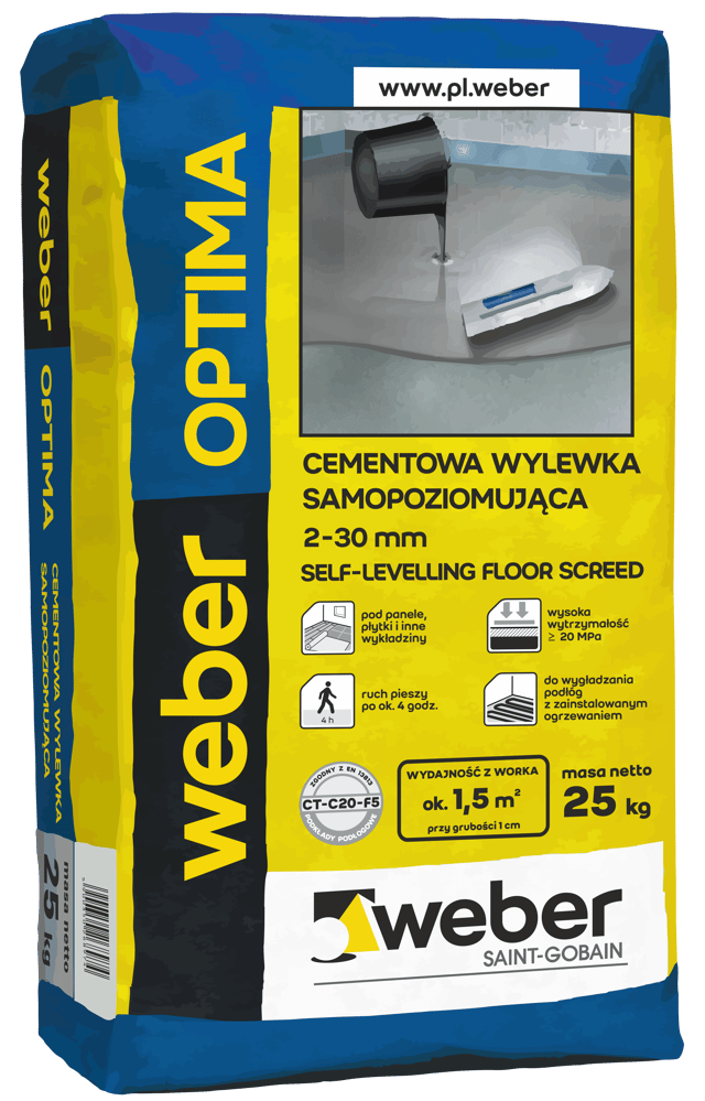 Wylewka cementowa samopoziomująca Optima 2 - 30 mm 25 kg Weber