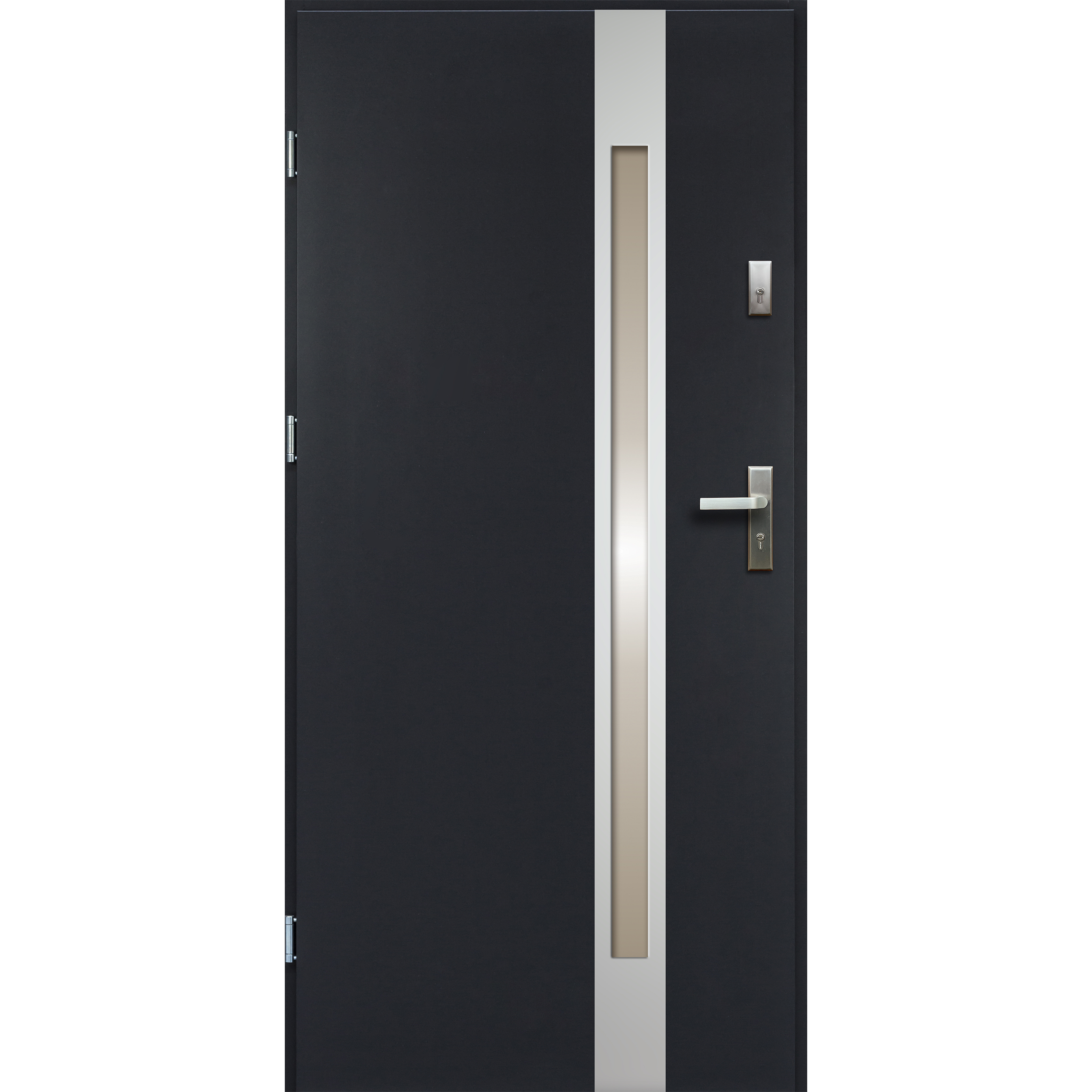 Drzwi zewnętrzne stalowe wejściowe Temidas Antracyt 80 Lewe OK Doors Trendline
