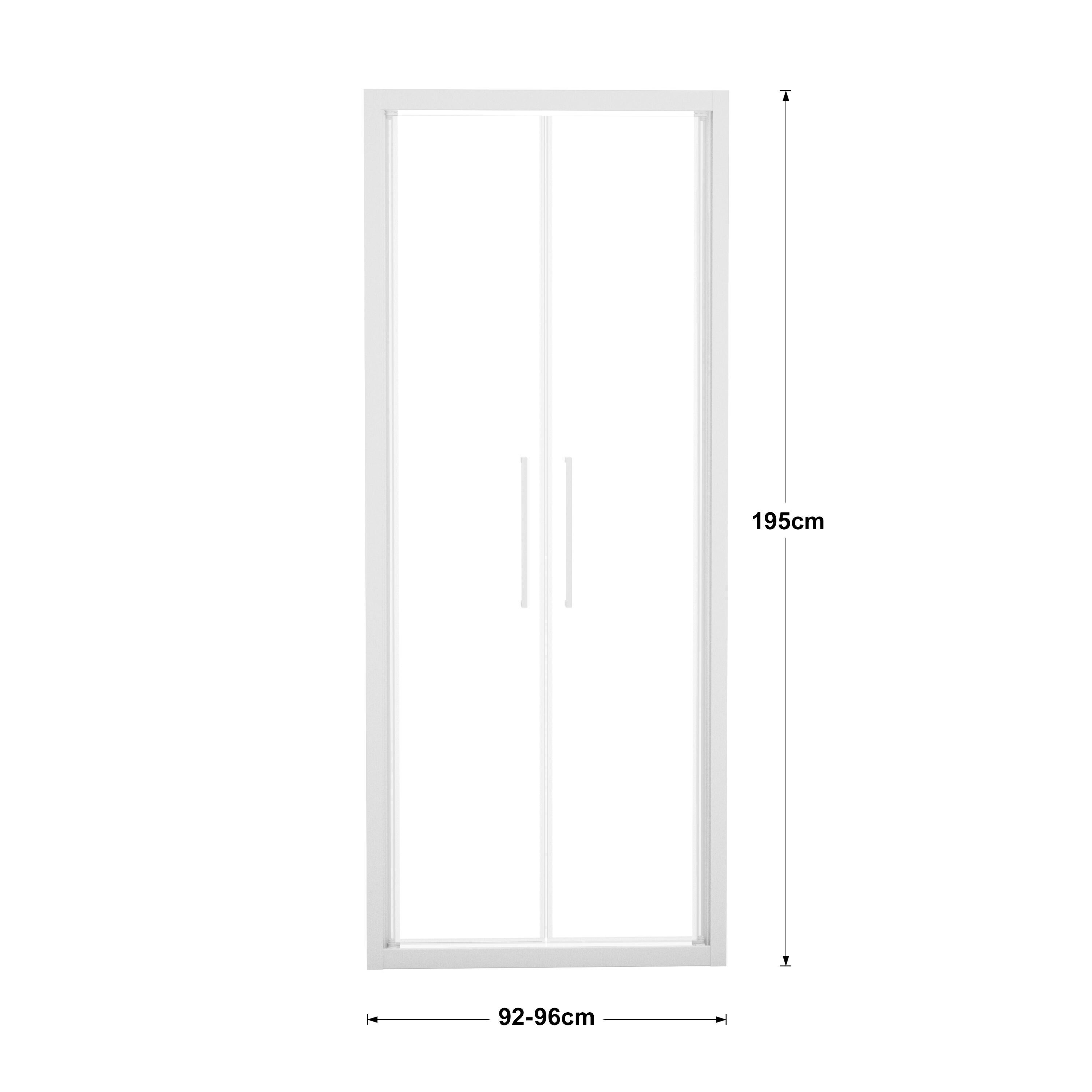 Porta doccia saloon L 92-96 cm x H 195 cm per nicchia in vetro trasparente SP. 6 mm, profilo opaco bianco, serie Record - 4