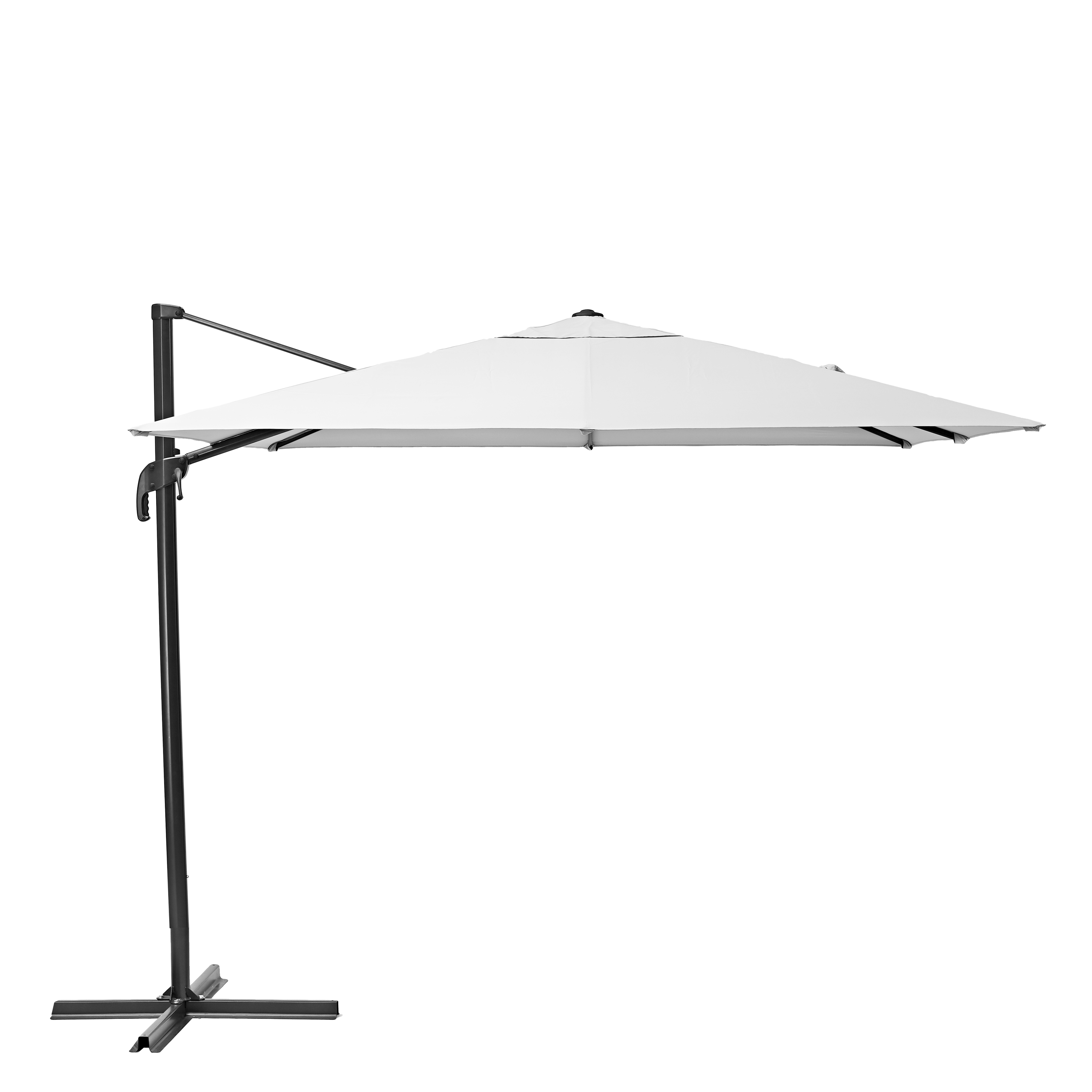 Parasol excéntrico de aluminio / acero naterial aura blanco 286x286 cm