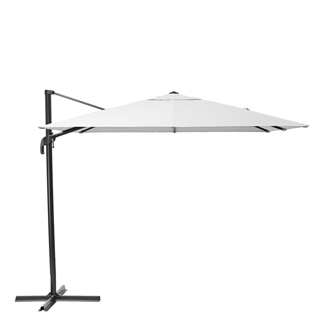 Parasol excéntrico de aluminio / acero NATERIAL Aura blanco 286x286 cm