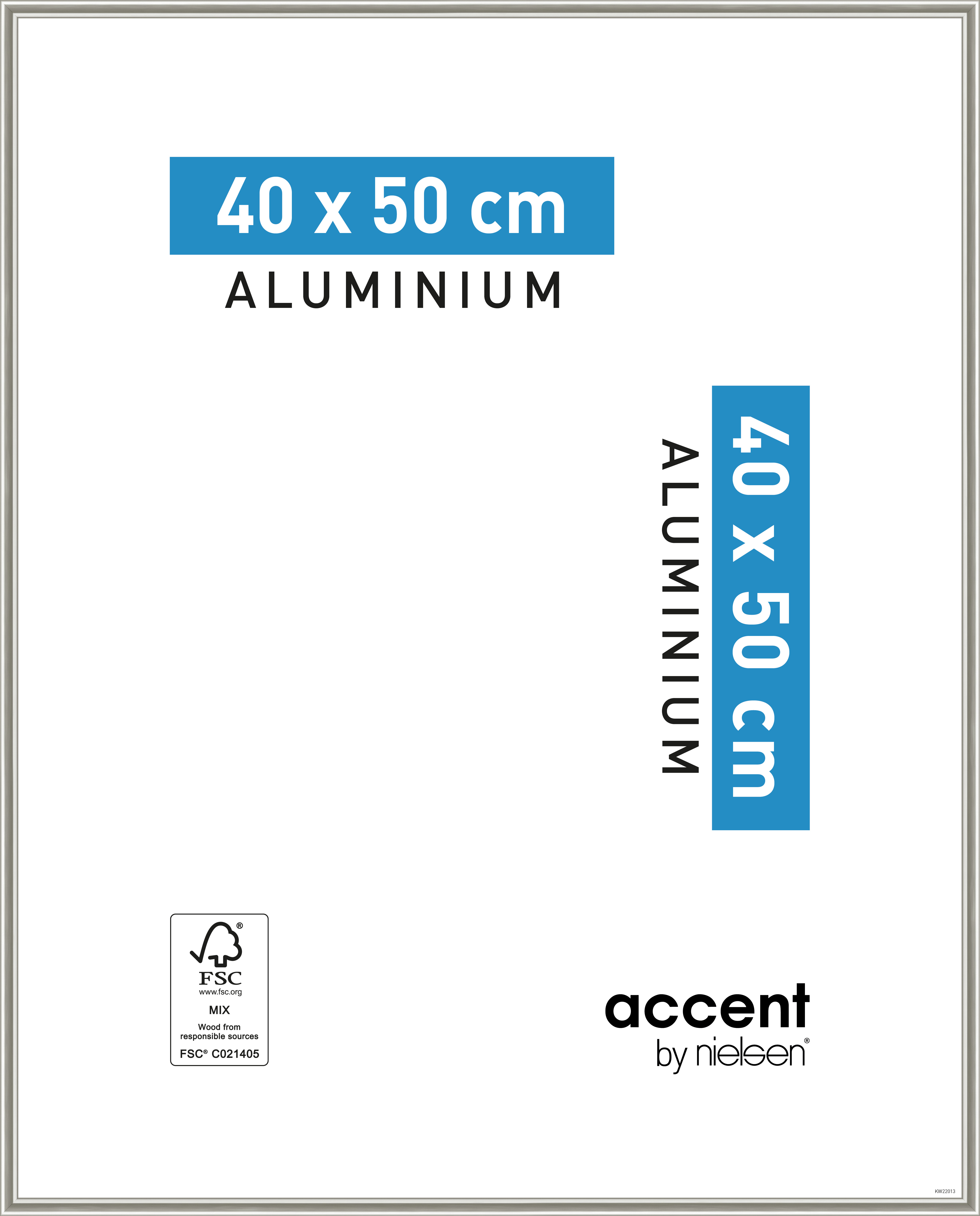 Ramka na zdjęcia Accent 40 x 50 cm nikiel mat aluminiowa