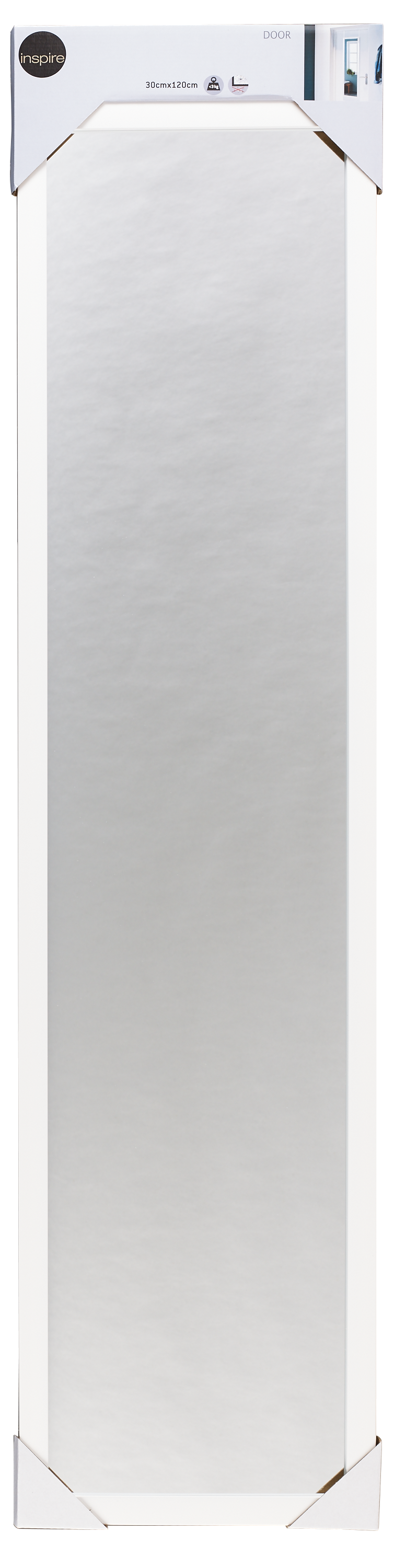 Espejo enmarcado para puerta rectangular poliestireno blanco brillante INSPIRE de 30 x120 cm - 9