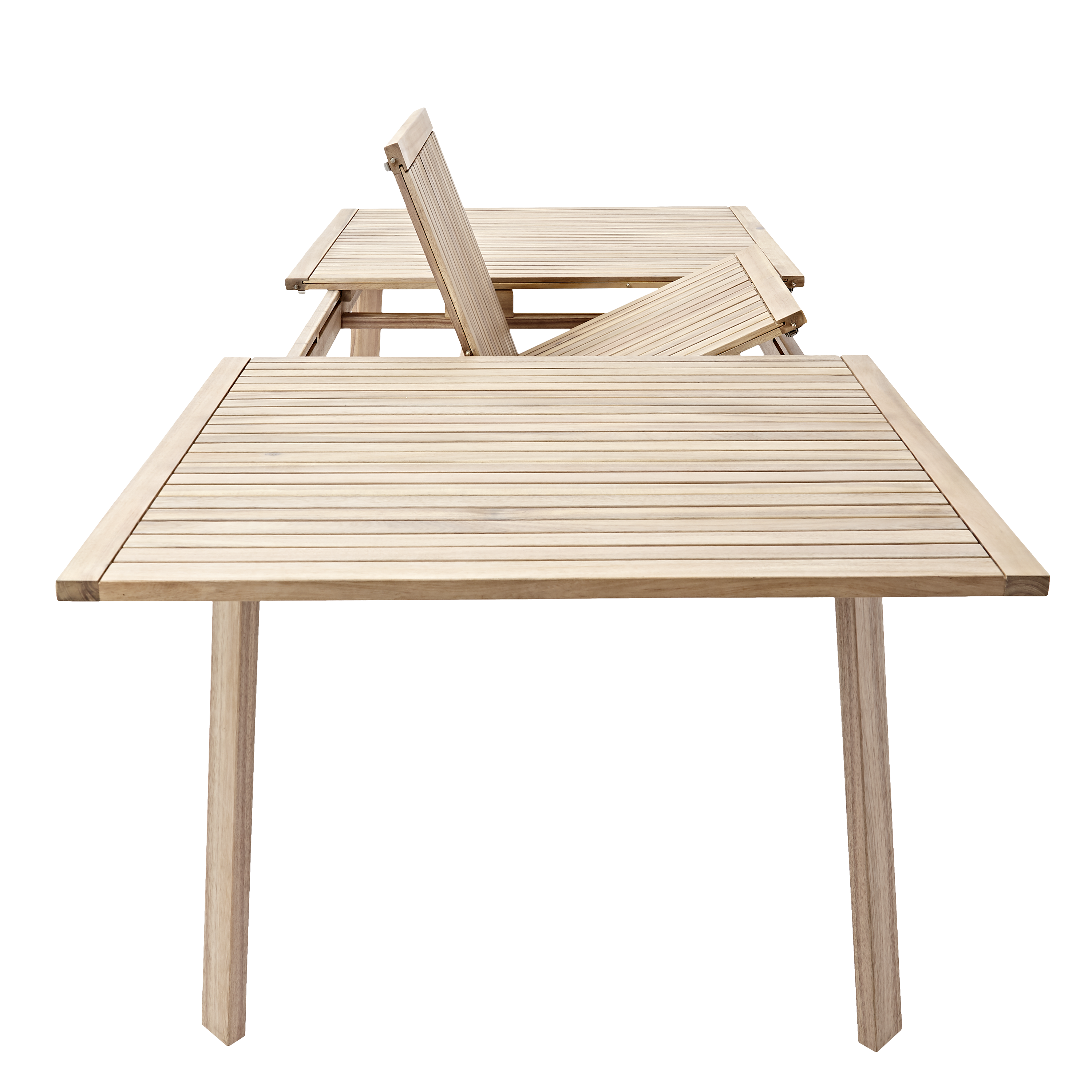 Mesa de jardín extensible de madera Solis marrón de 150/200x75x90 cm - 5