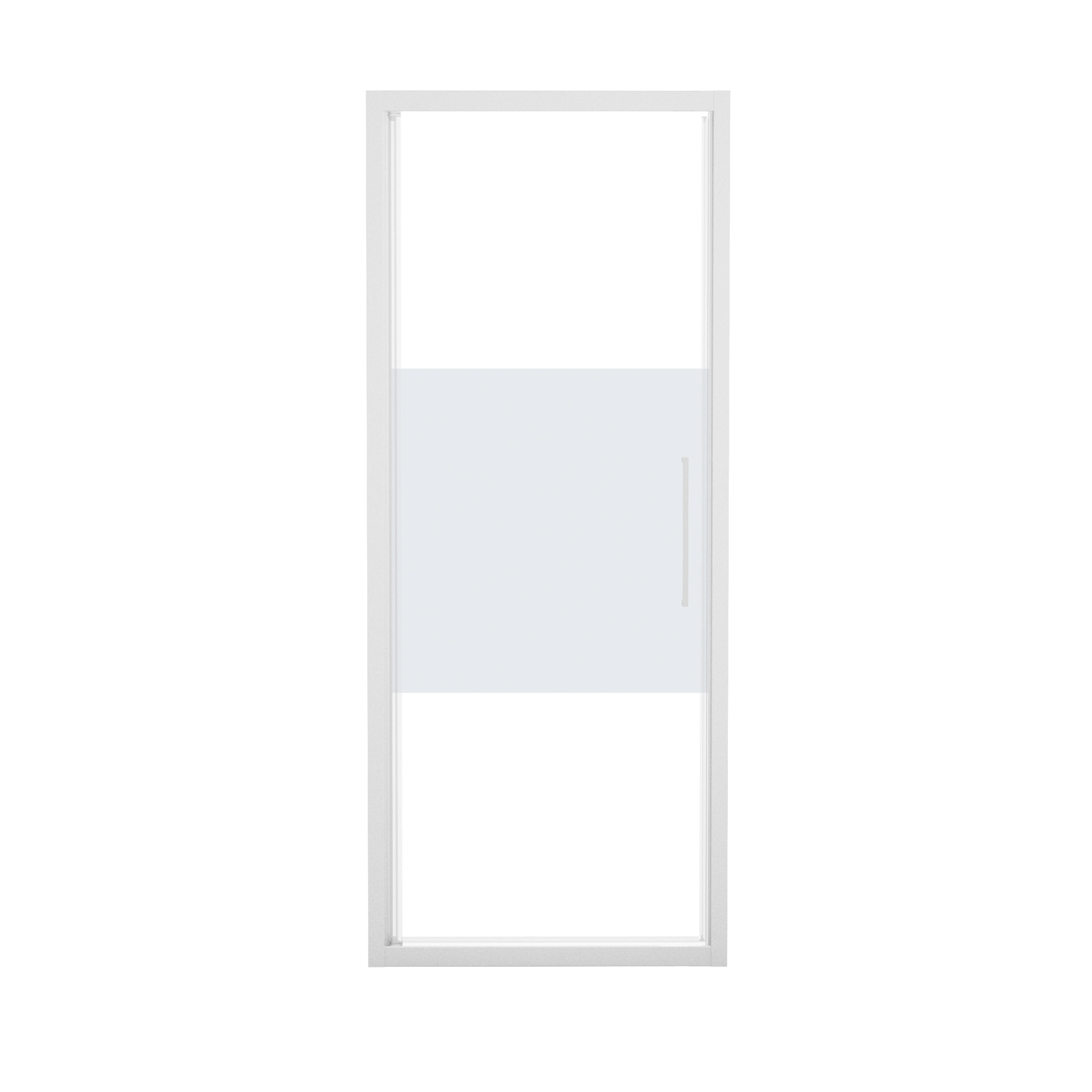 Porta doccia saloon L 72-76 cm x H 195 cm per nicchia in vetro smerigliato SP. 6 mm, profilo opaco bianco, serie Record - 2