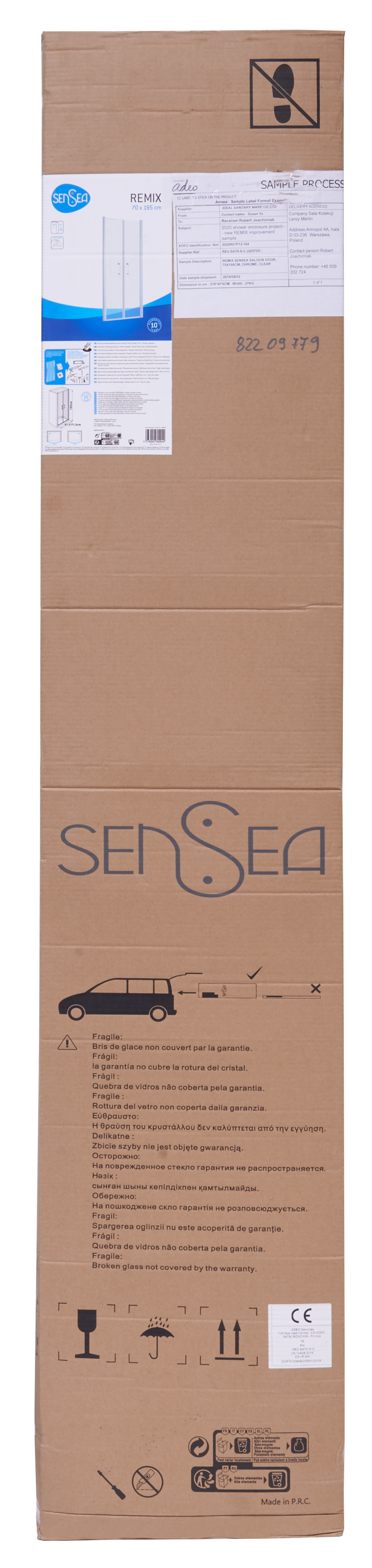 Porta doccia battente Remix, L 67.5-71.5 cm x H 195 cm x SP 8 mm, profilo cromo - 15