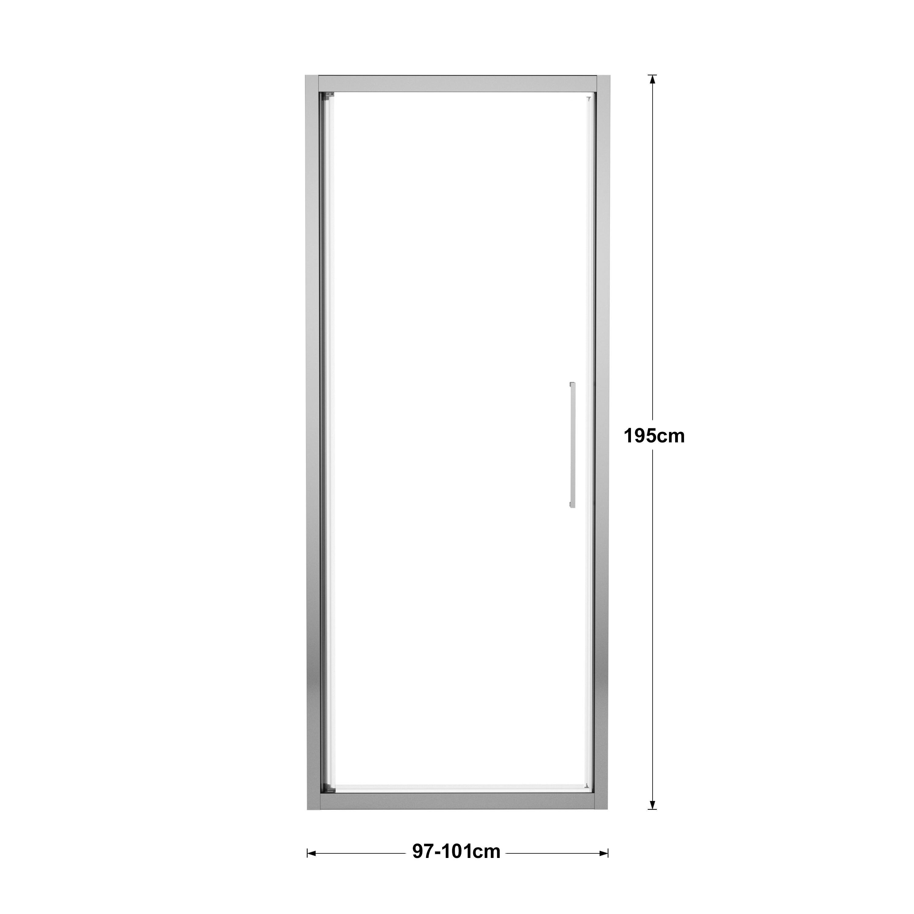 Porta doccia saloon L 97-101 cm x H 195 cm per nicchia in vetro trasparente SP. 6 mm, profilo lucido cromo, serie Record - 4