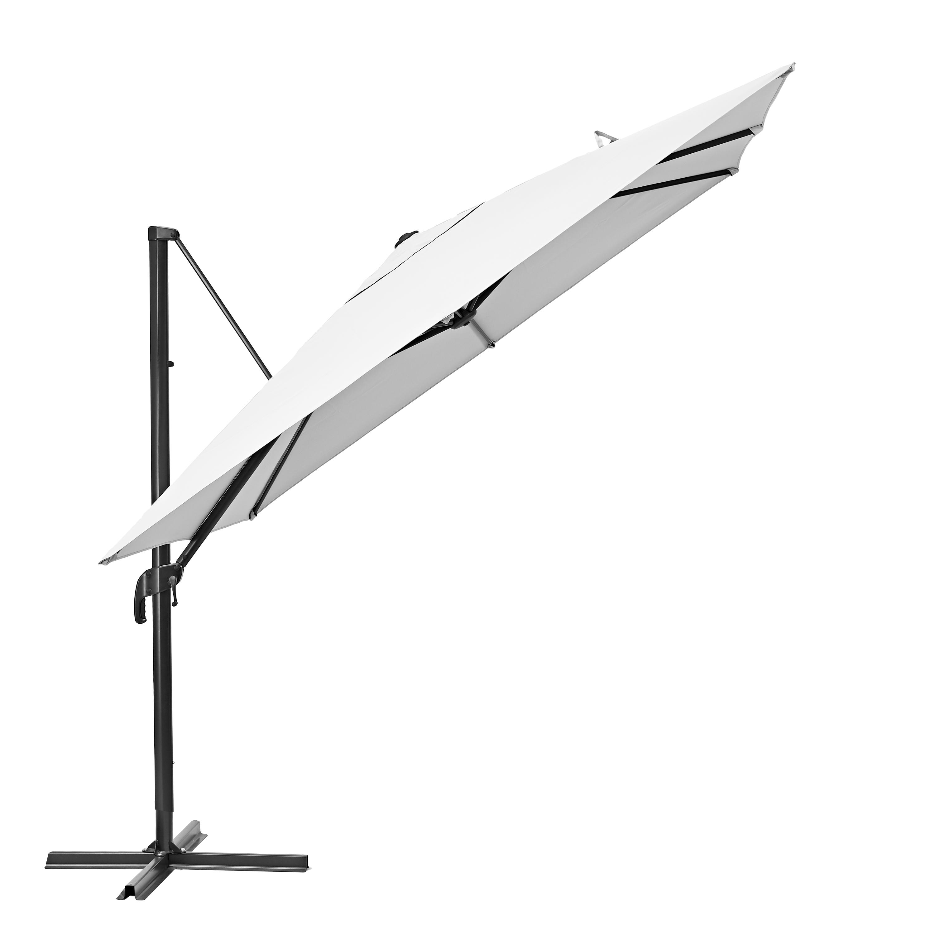 Parasol excéntrico de aluminio / acero NATERIAL Aura blanco 286x286 cm - 9