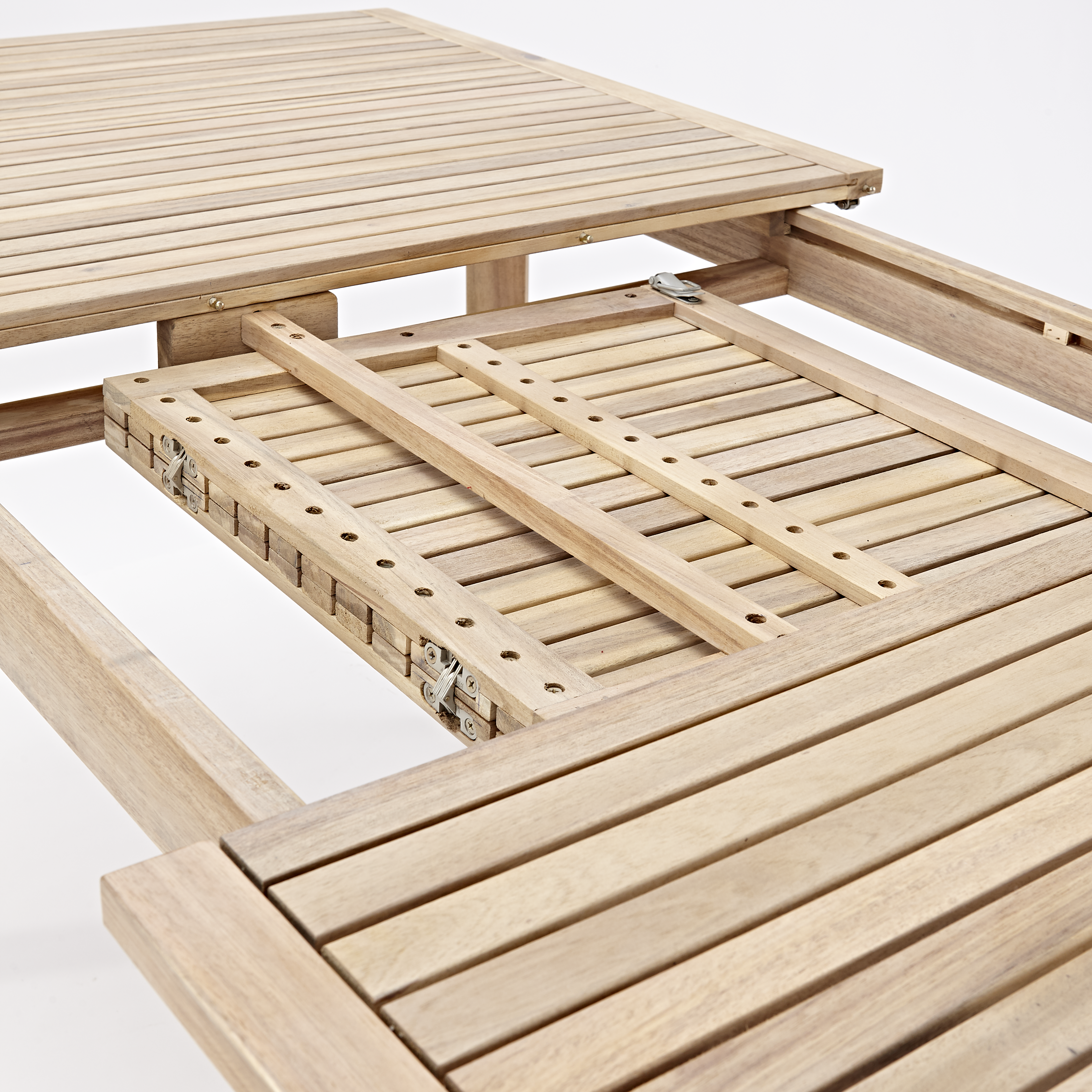 Mesa de jardín extensible de madera Solis marrón de 150/200x75x90 cm - 14
