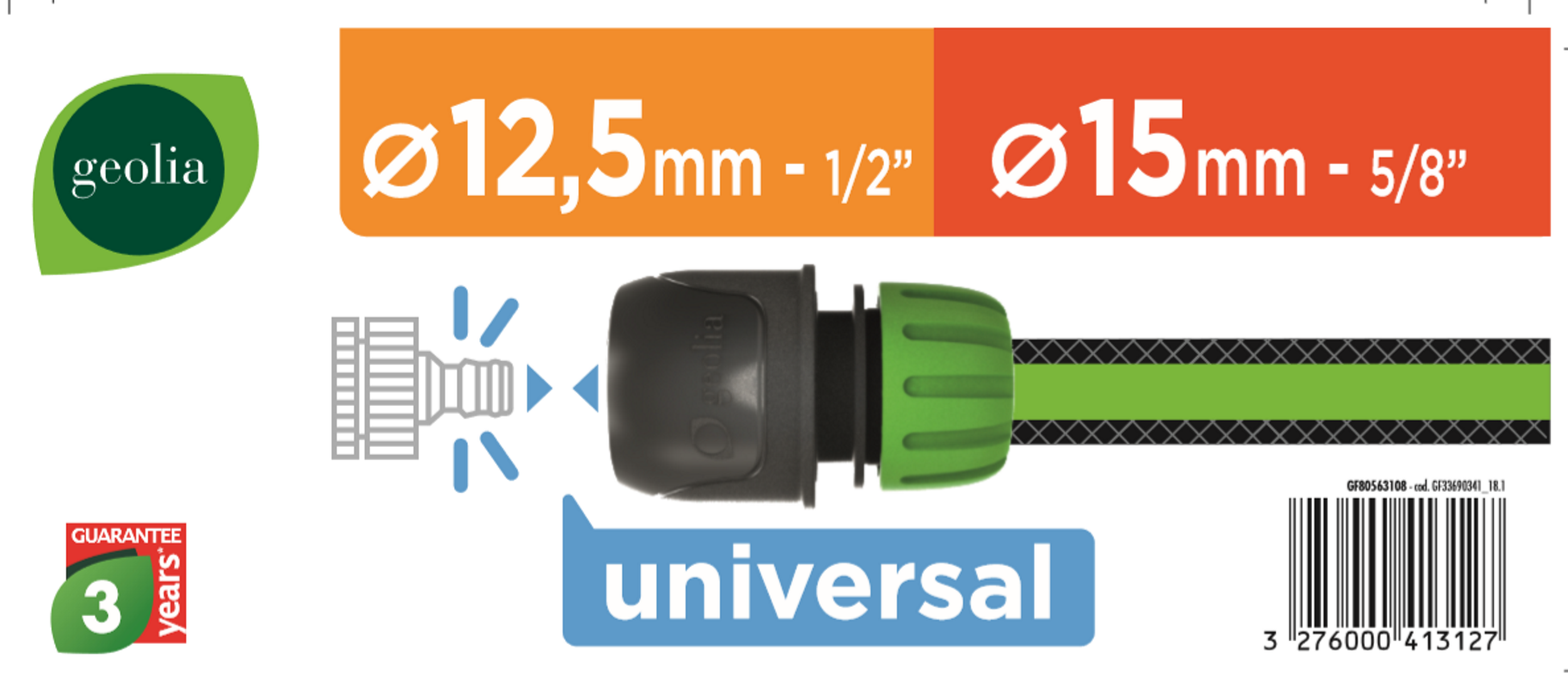 Conector rápido grifo-manguera GEOLIA de 15 mm - 8