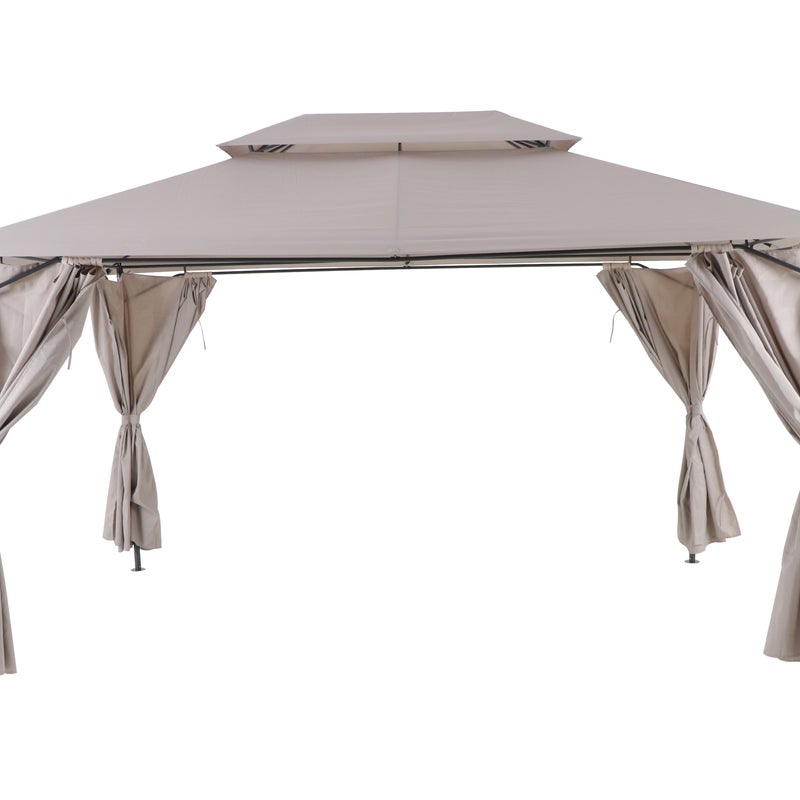 Pawilon ogrodowy Oxis 403x302x270 cm z zasłonami taupe Naterial
